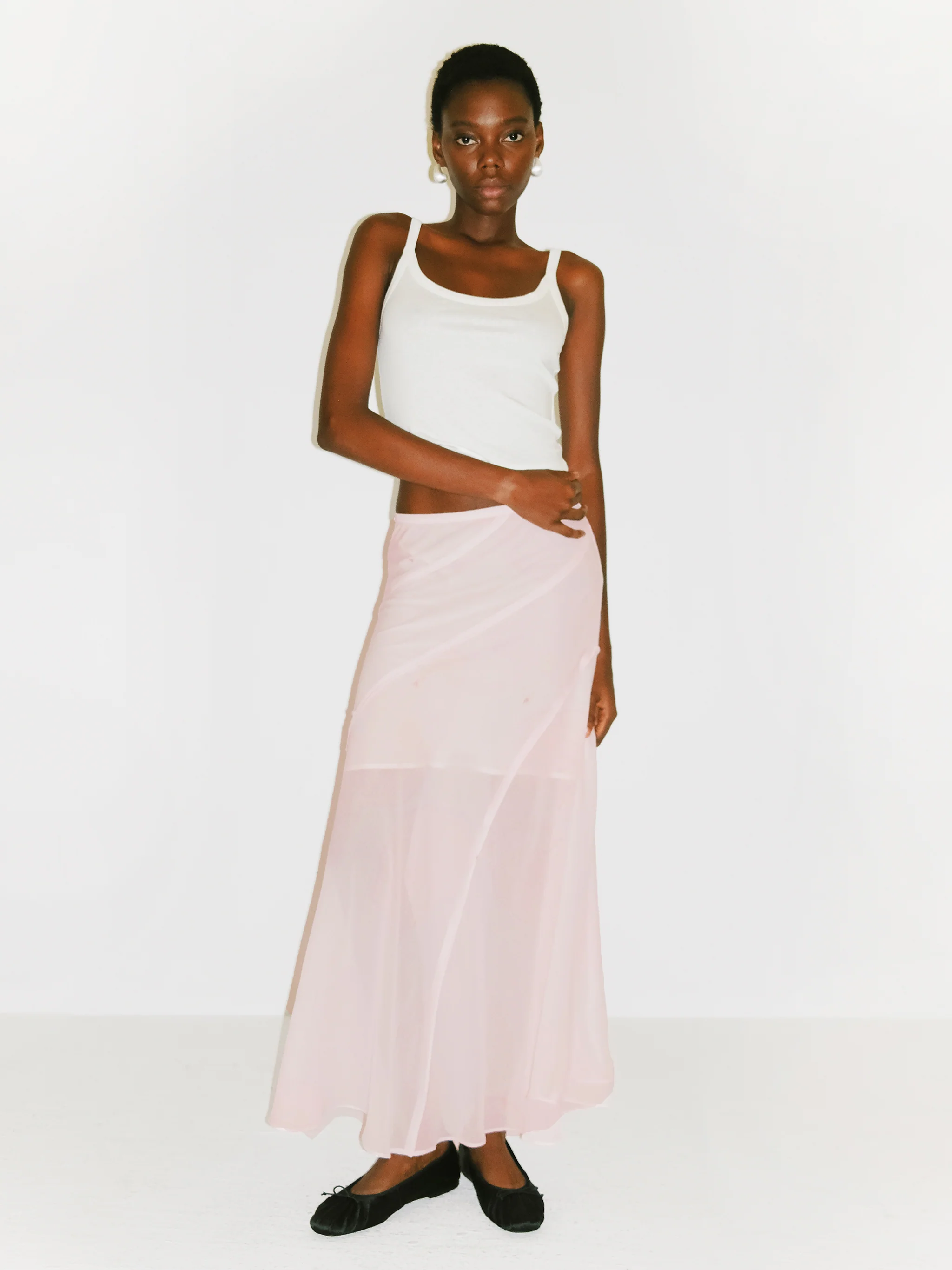 CUBIC Sheer Abstract Print Chiffon Maxi Skirt - Image 10
