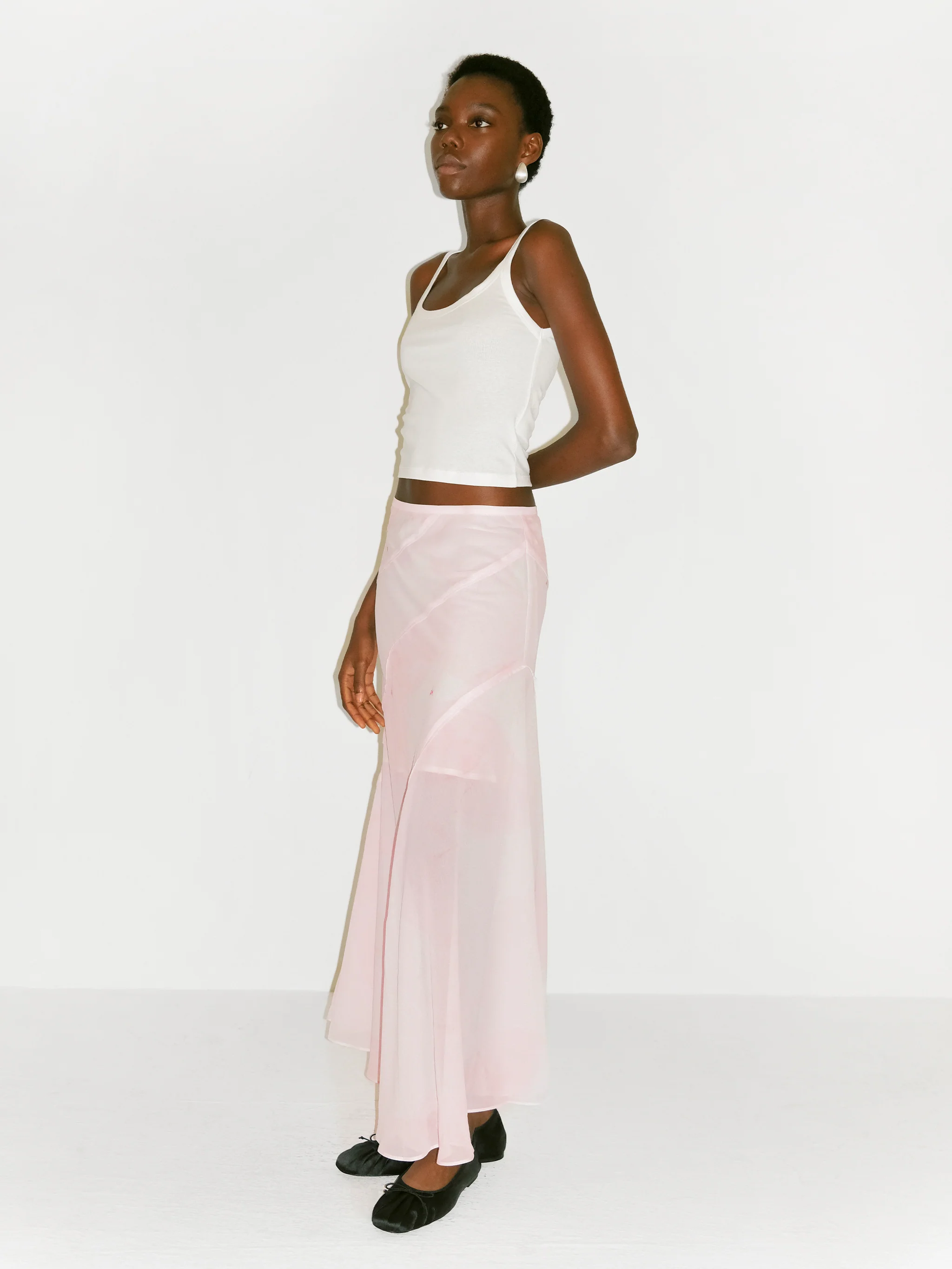 CUBIC Sheer Abstract Print Chiffon Maxi Skirt - Image 11