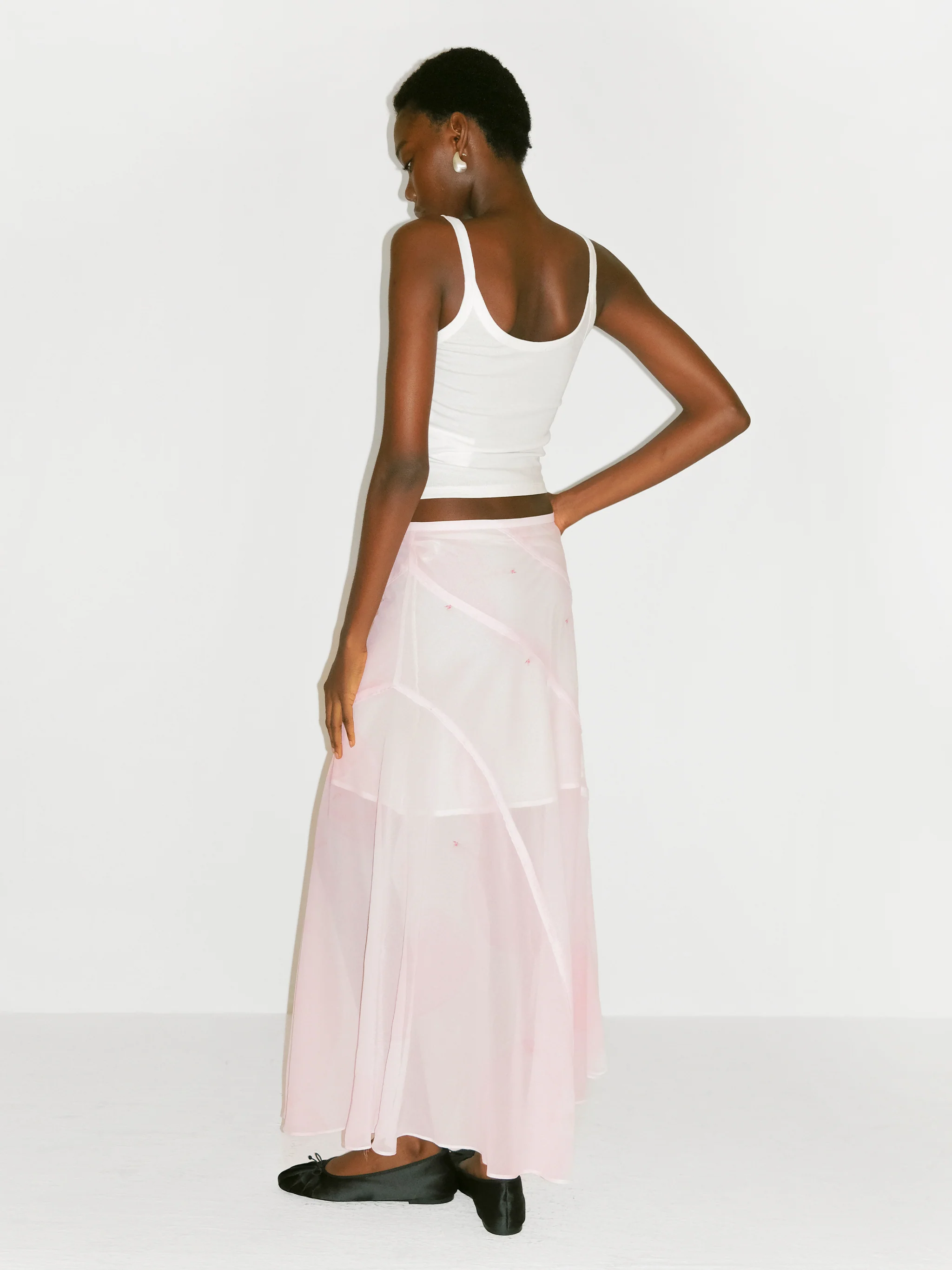 CUBIC Sheer Abstract Print Chiffon Maxi Skirt - Image 12
