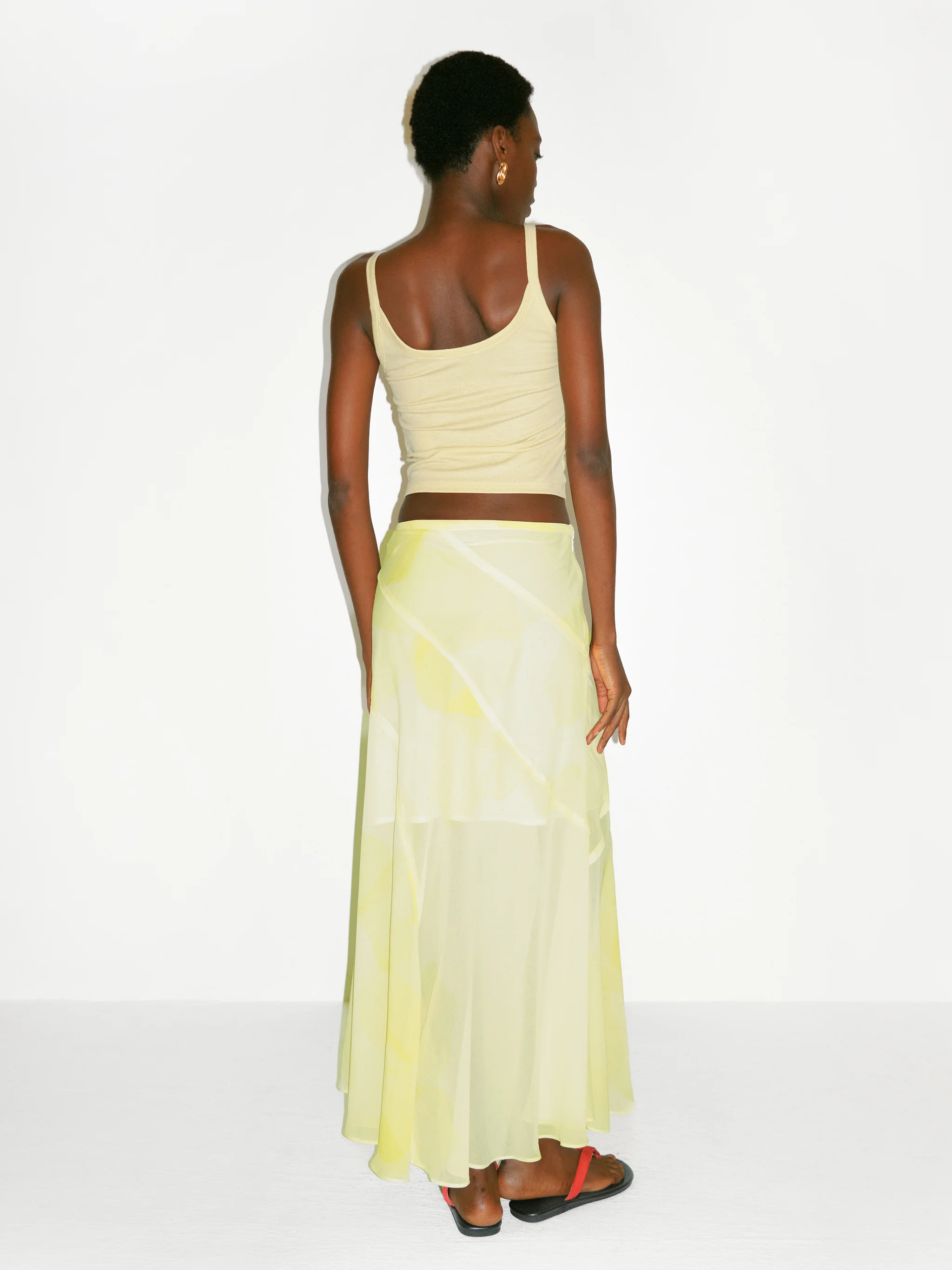 CUBIC Sheer Abstract Print Chiffon Maxi Skirt - Image 6