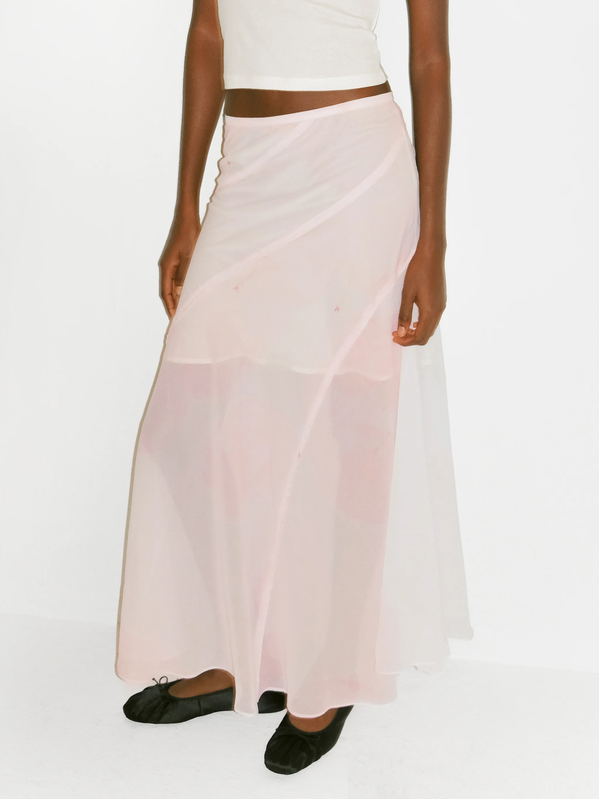 CUBIC Sheer Abstract Print Chiffon Maxi Skirt - Image 7