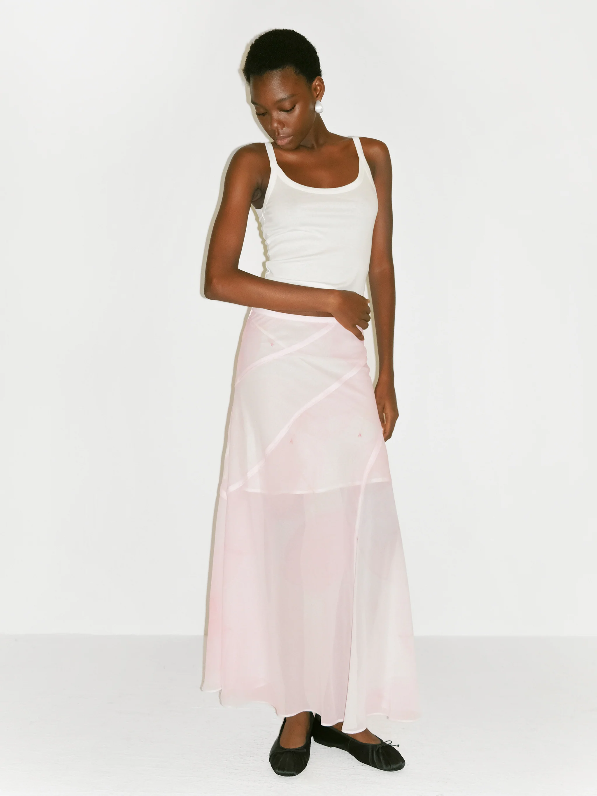 CUBIC Sheer Abstract Print Chiffon Maxi Skirt - Image 8