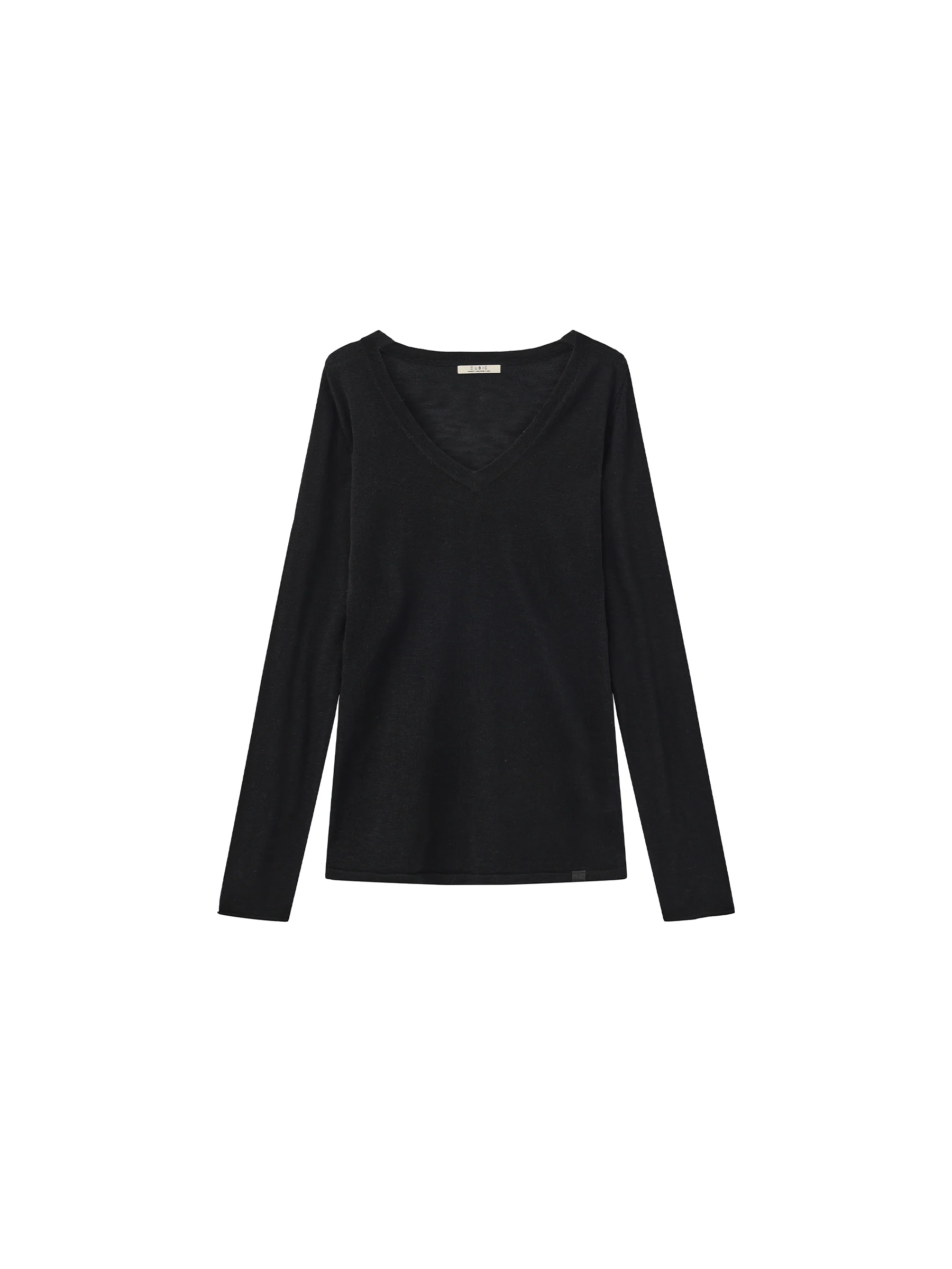 CUBIC Tencel Linen Blend V-Neck Knit Sweater - Image 13