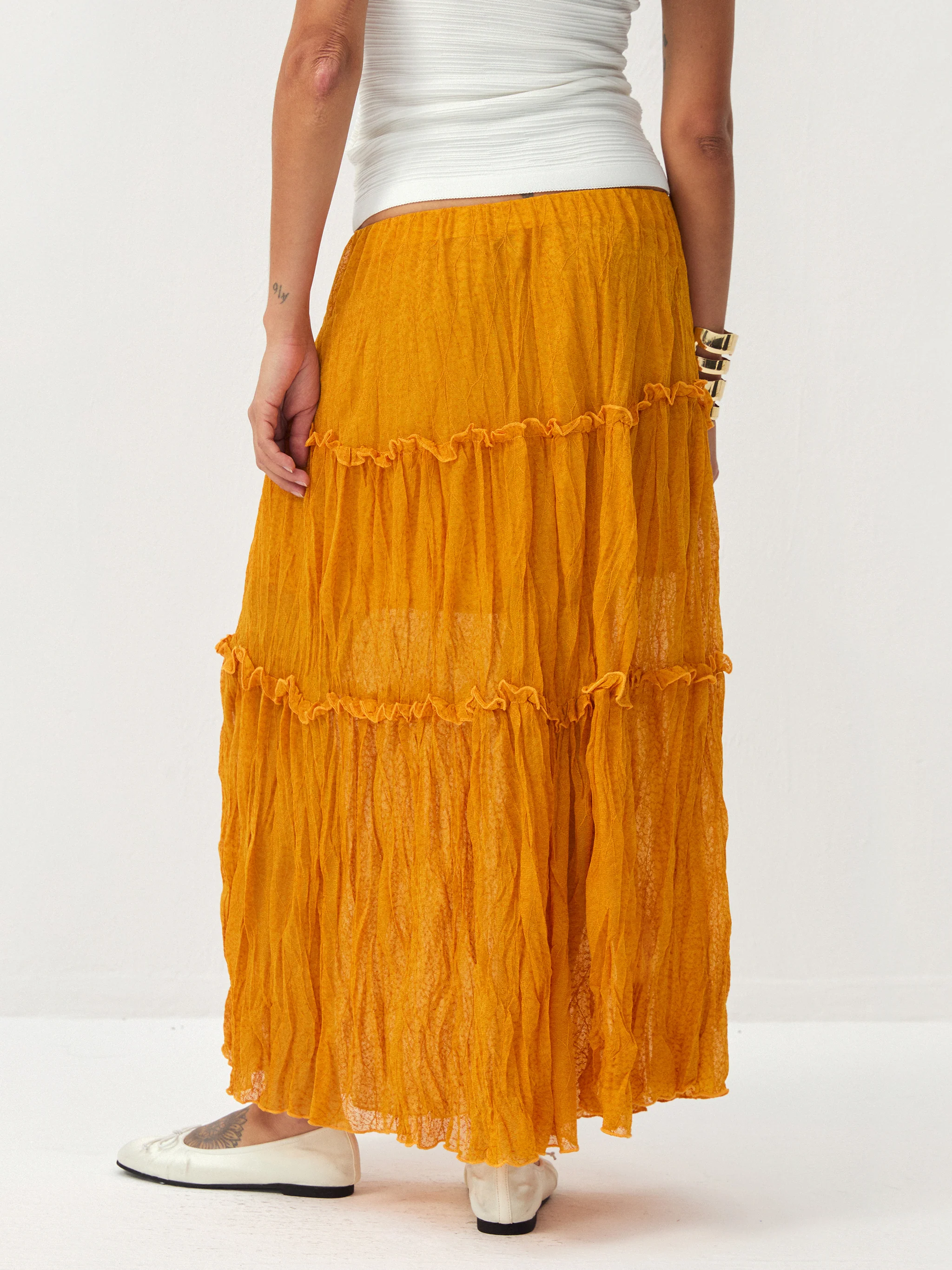 CUBIC Textured Tiered Ruffle Maxi Skirt - Image 6