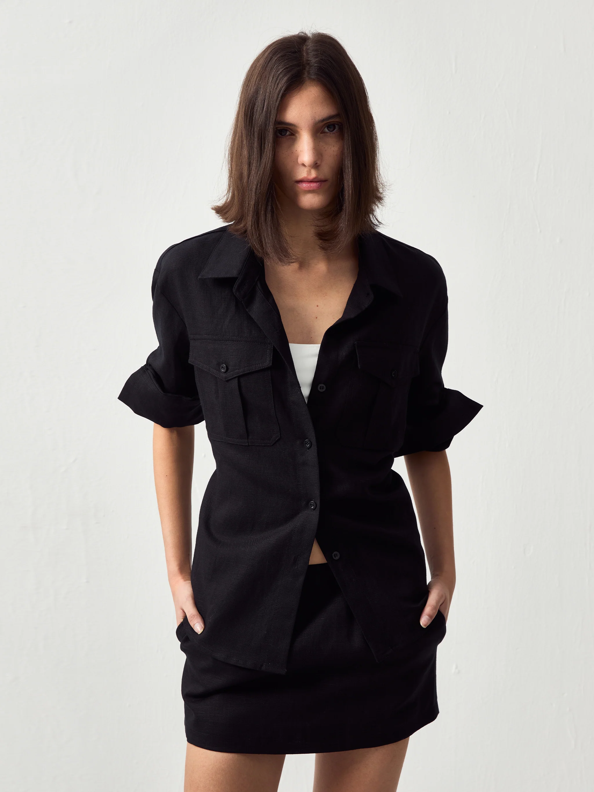 CUBIC Utility Cinched Linen Shirt - Image 7