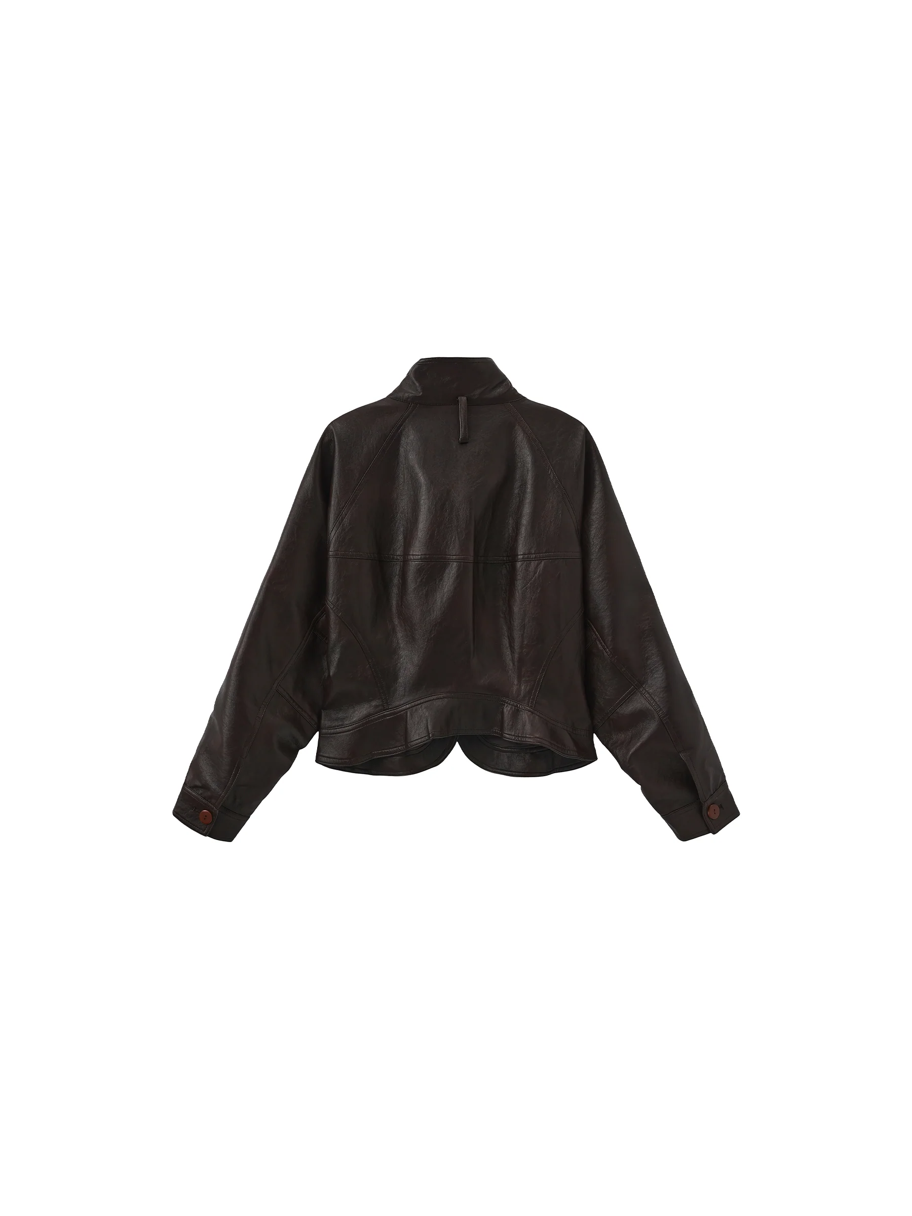 Curved Sleeve Faux Leather Jacket - Image 8