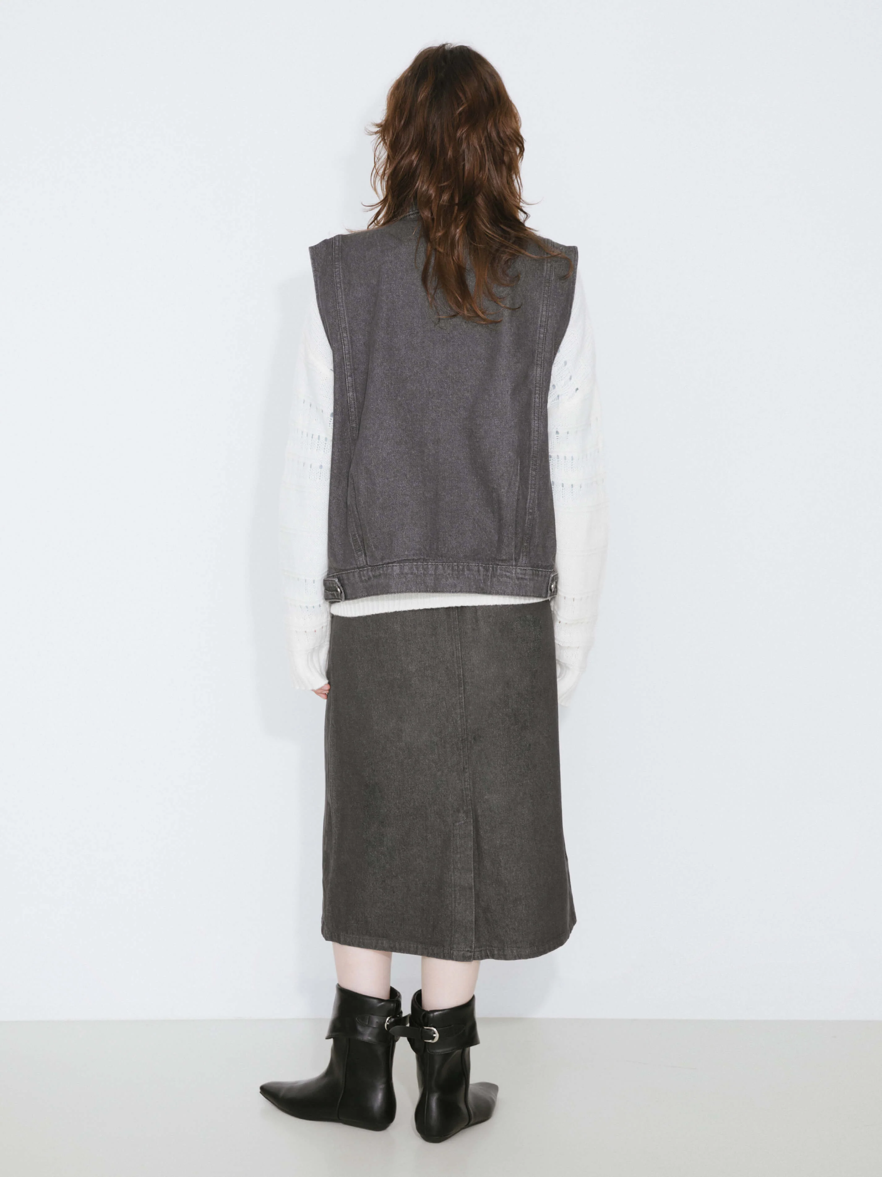 Denim Elasticated Maxi Skirt - Image 6