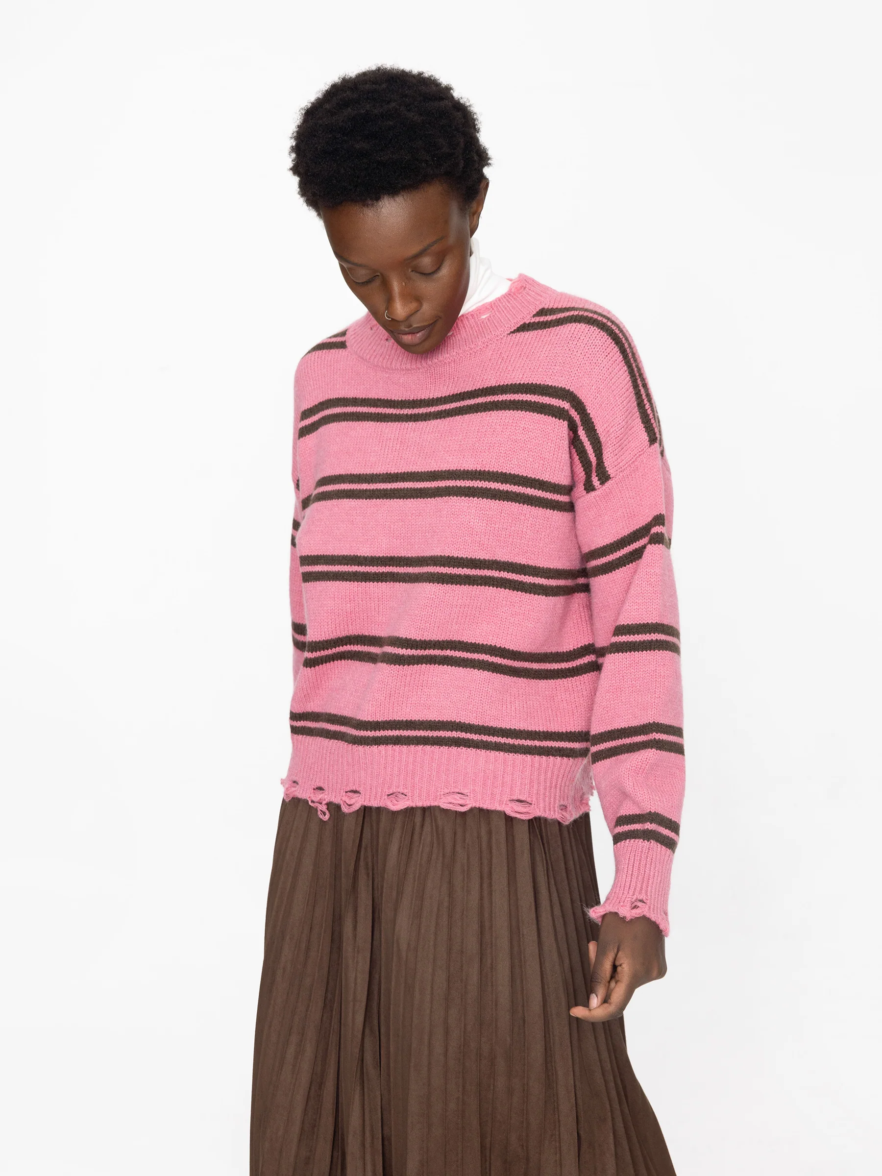 Distressed Striped Knit Sweater - Image 17
