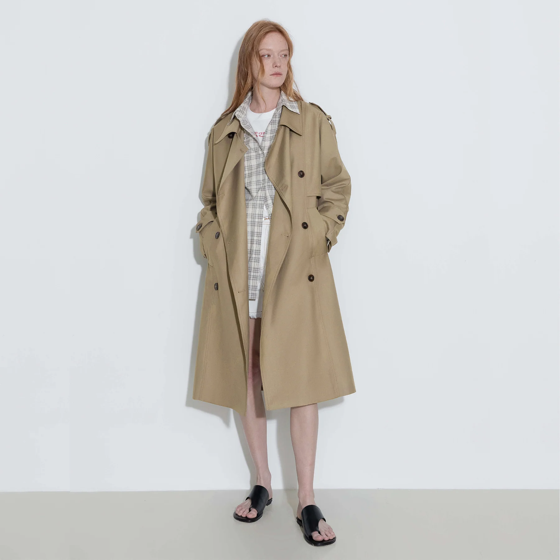 Double Breasted Trench Coat with Belt - Image 3