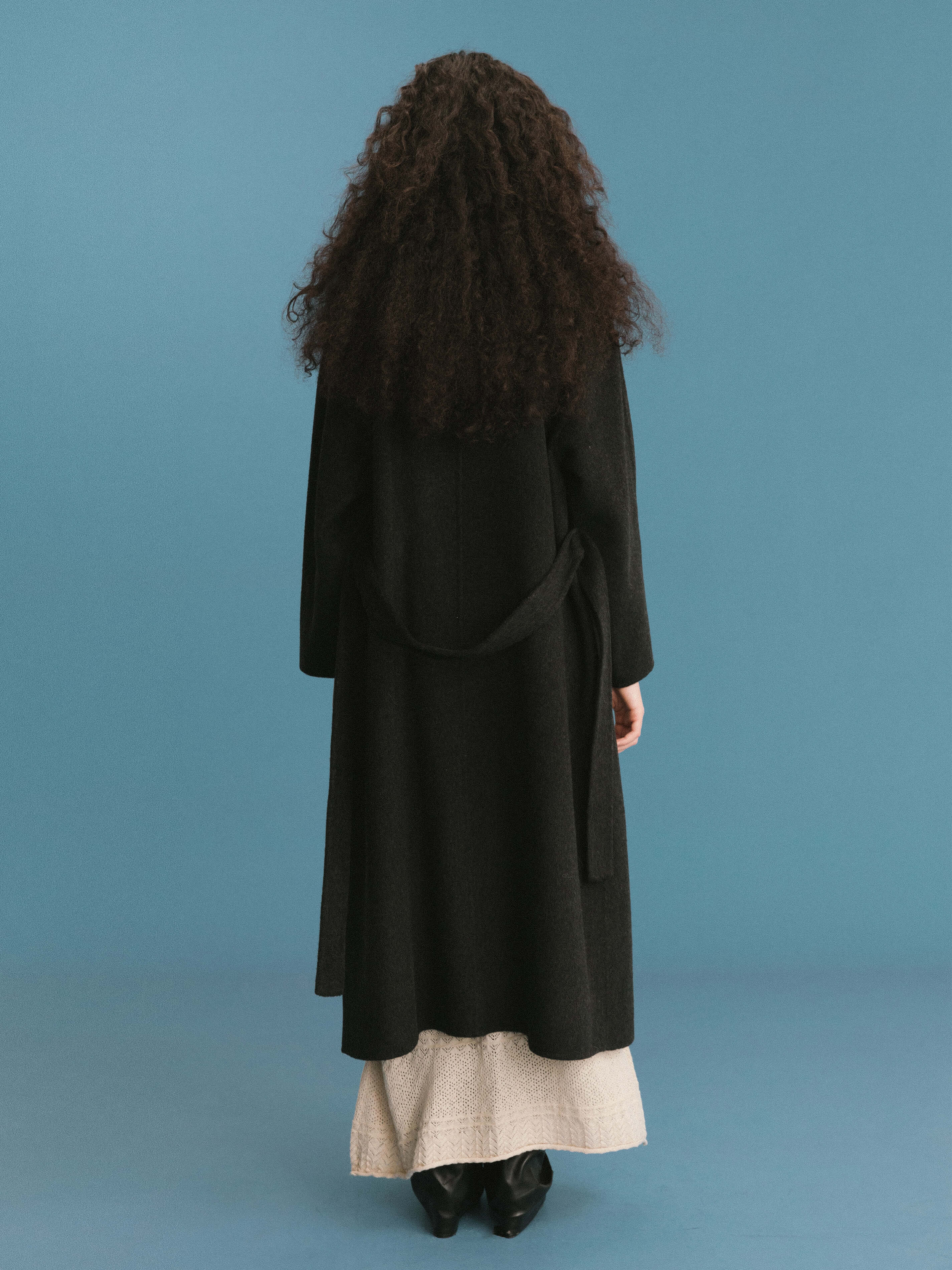 ONE BY CUBIC Double Face Tailored 100% Sheep Wool Coat with Belt - Image 6