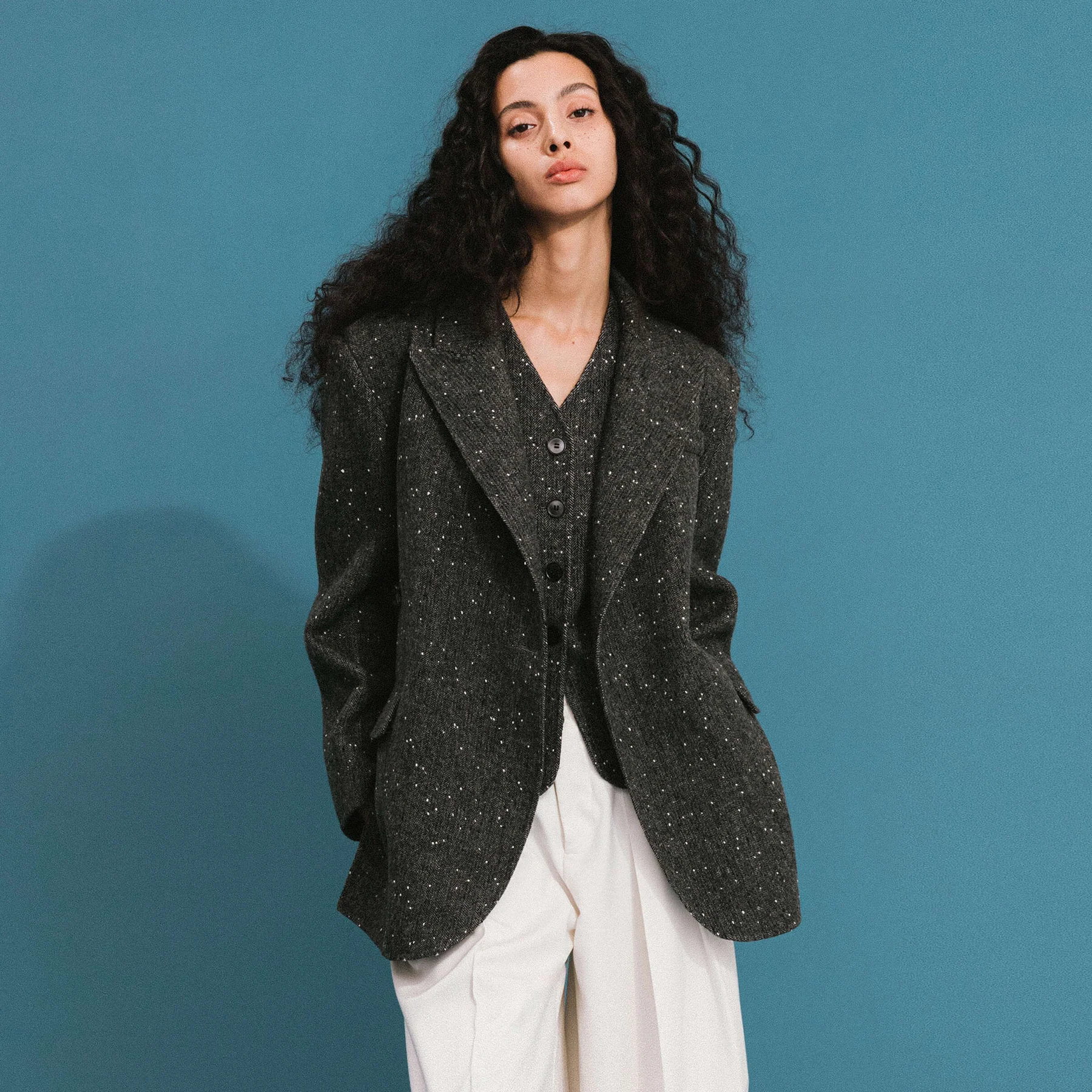 ONE BY CUBIC Double Face Tailored Wool Jacket - Image 3