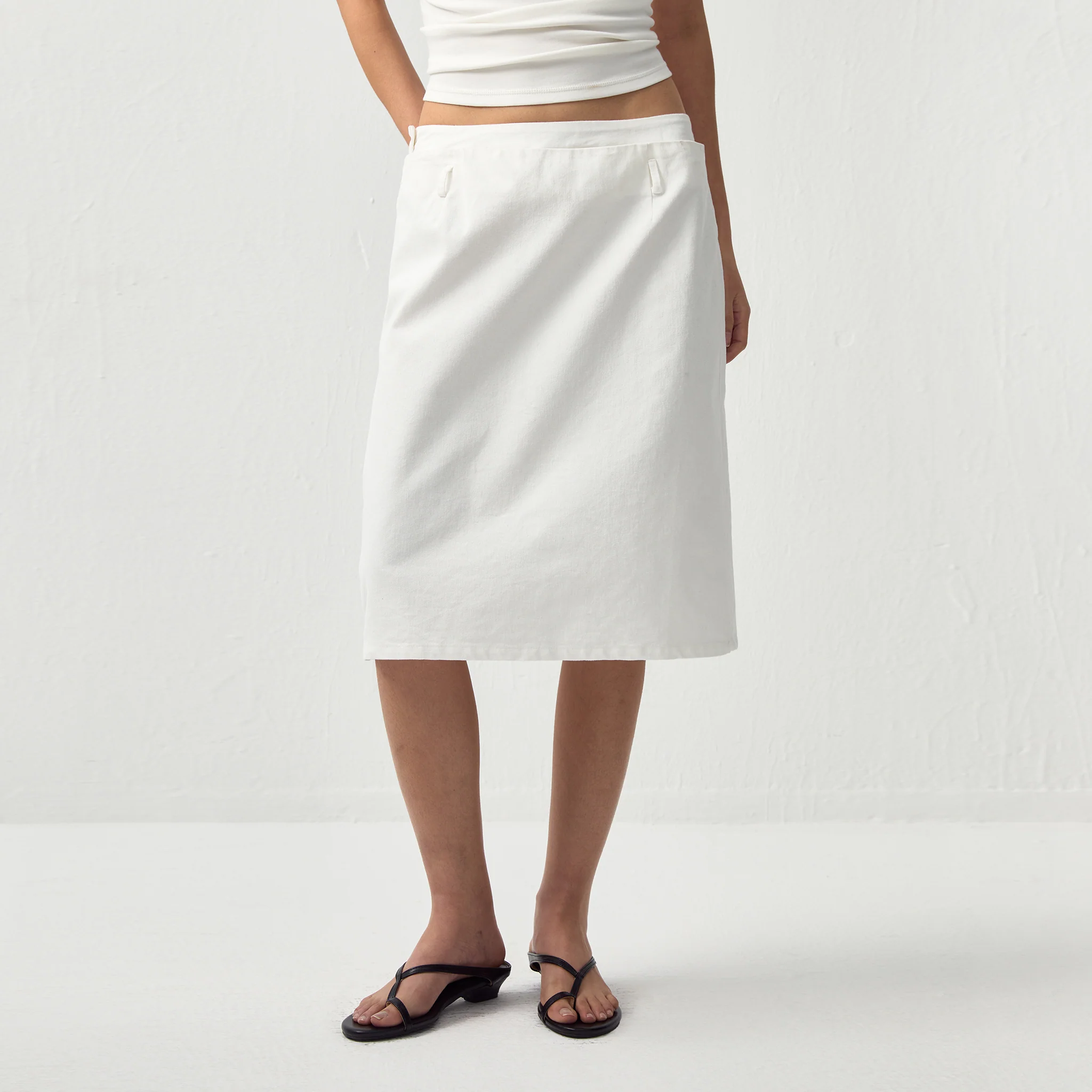 Double-Waist Straight Midi Skirt - Image 3