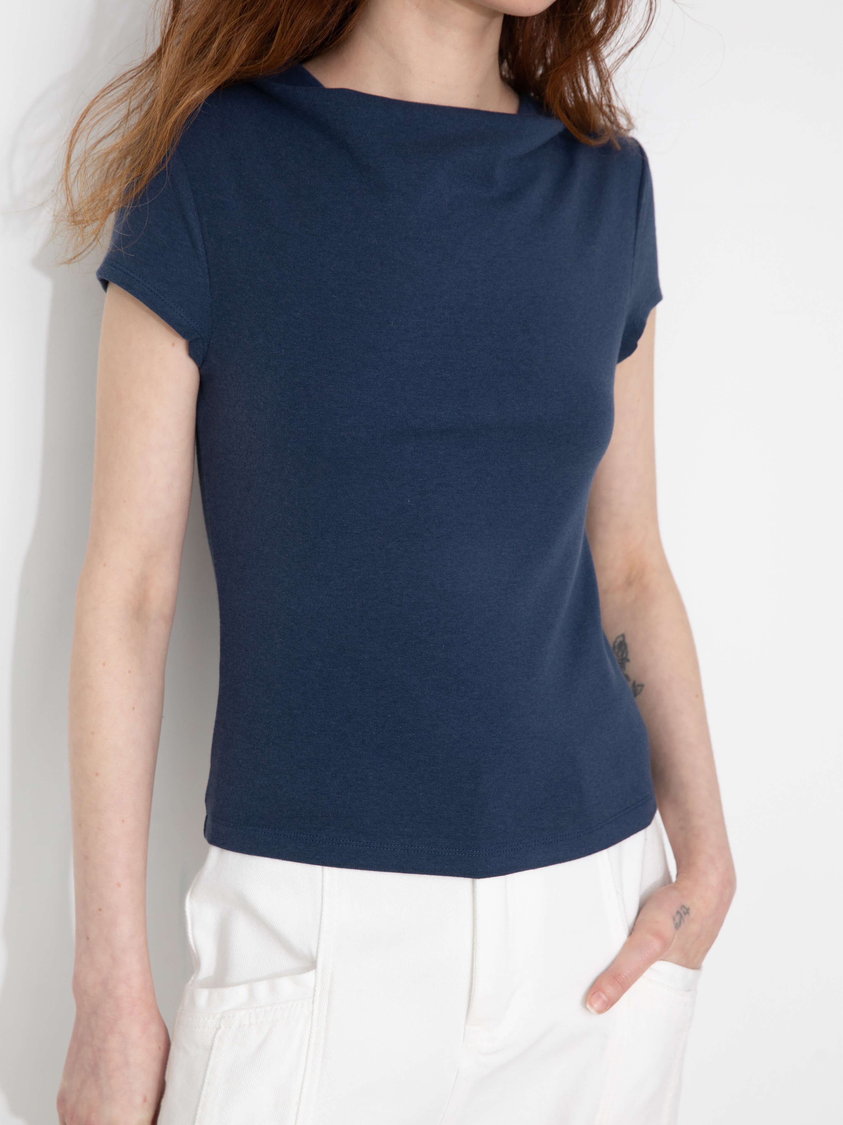 C by CUBIC Draped Neck Short-Sleeve T-Shirt - Image 3