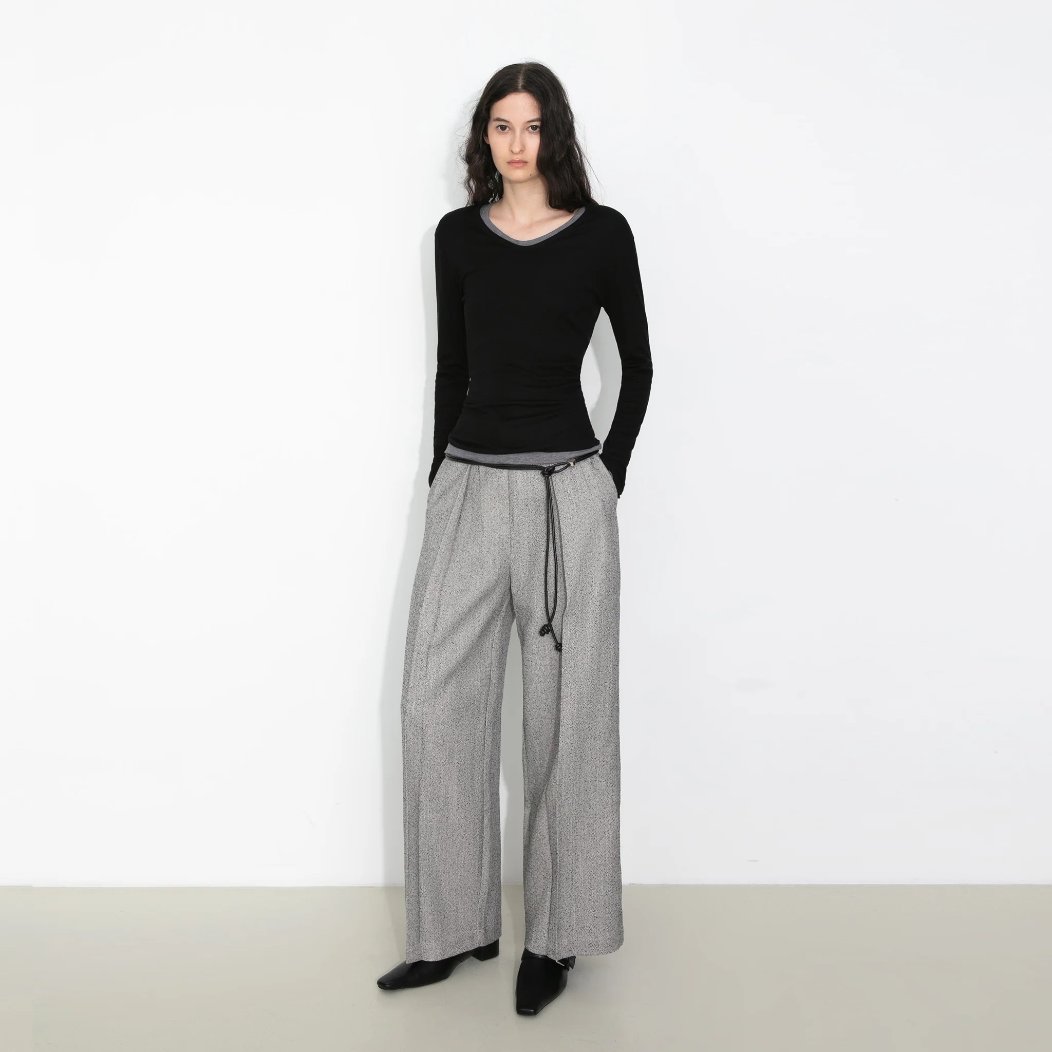 Draped Pleated Wide-Leg Pants - Image 9