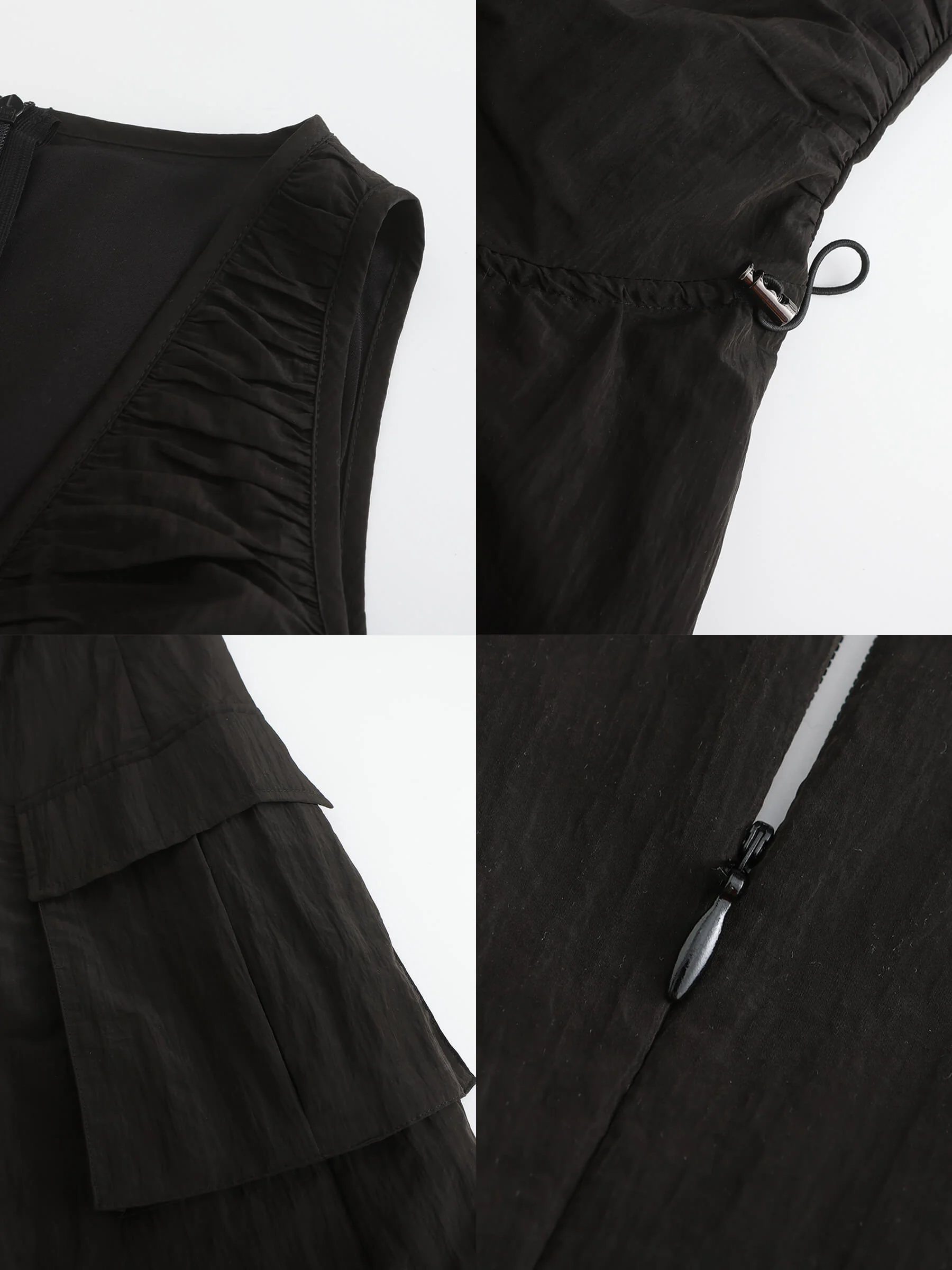 Drawstring Pleated V-Neck Sleeveless Dress - Image 18