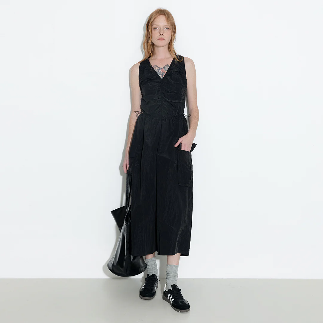 Drawstring Pleated V-Neck Sleeveless Dress - Image 8