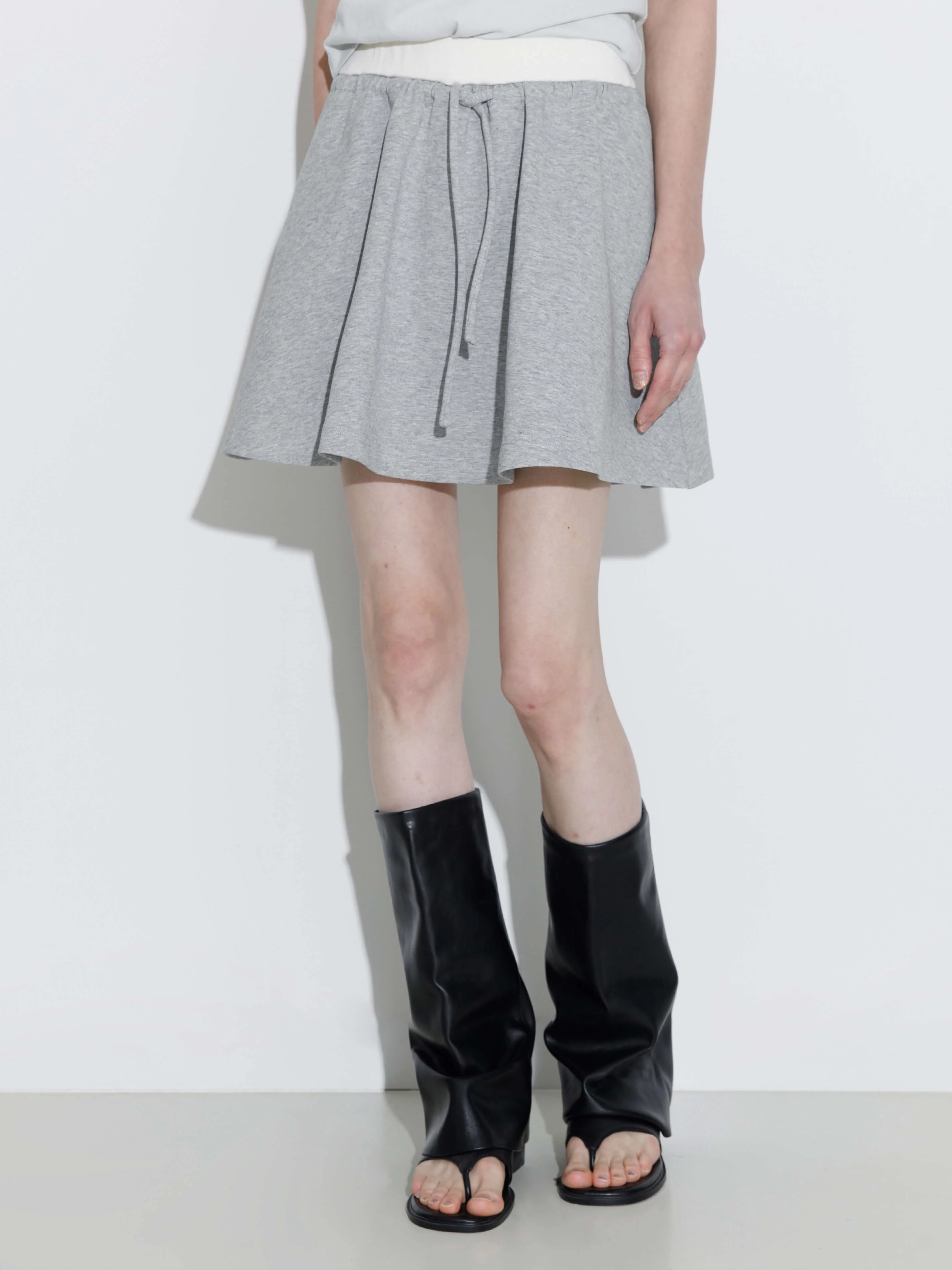 Drawstring Waist A-line Sweat Skirt - Image 2