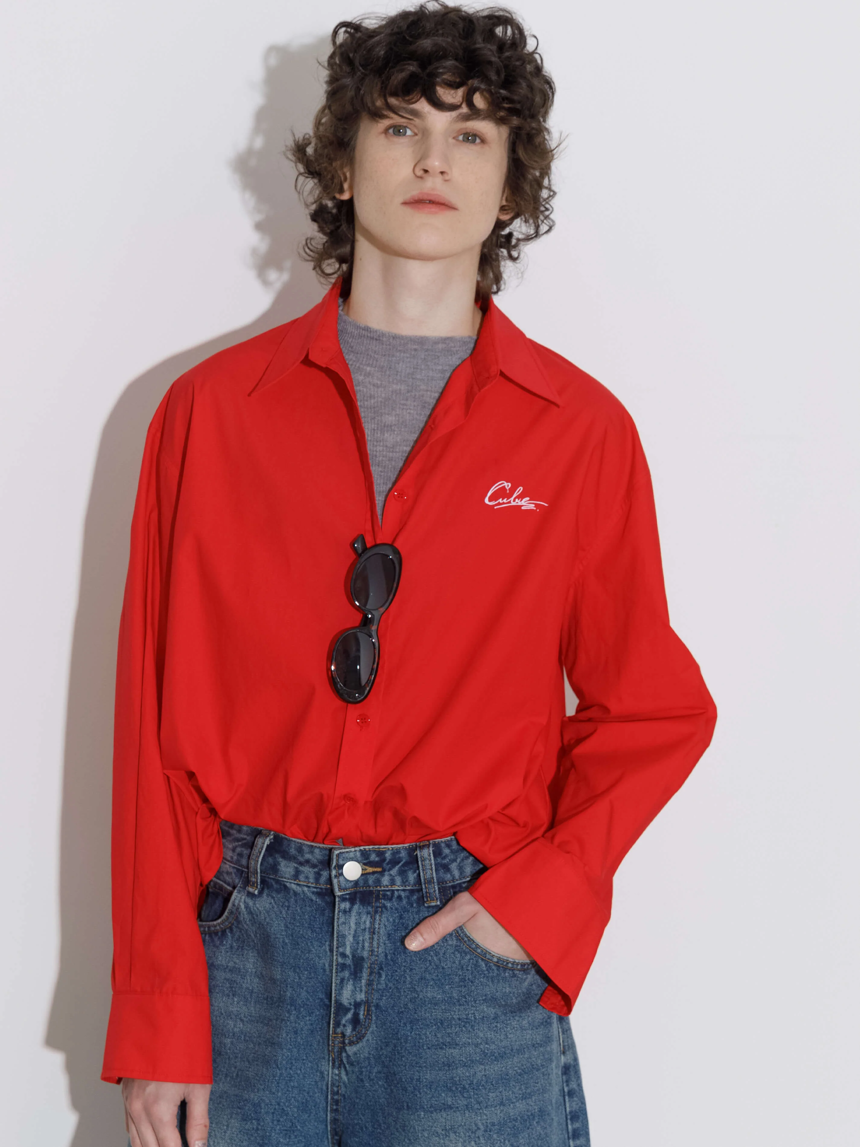 100% Cotton Embroidered Oversized Shirt - Image 2