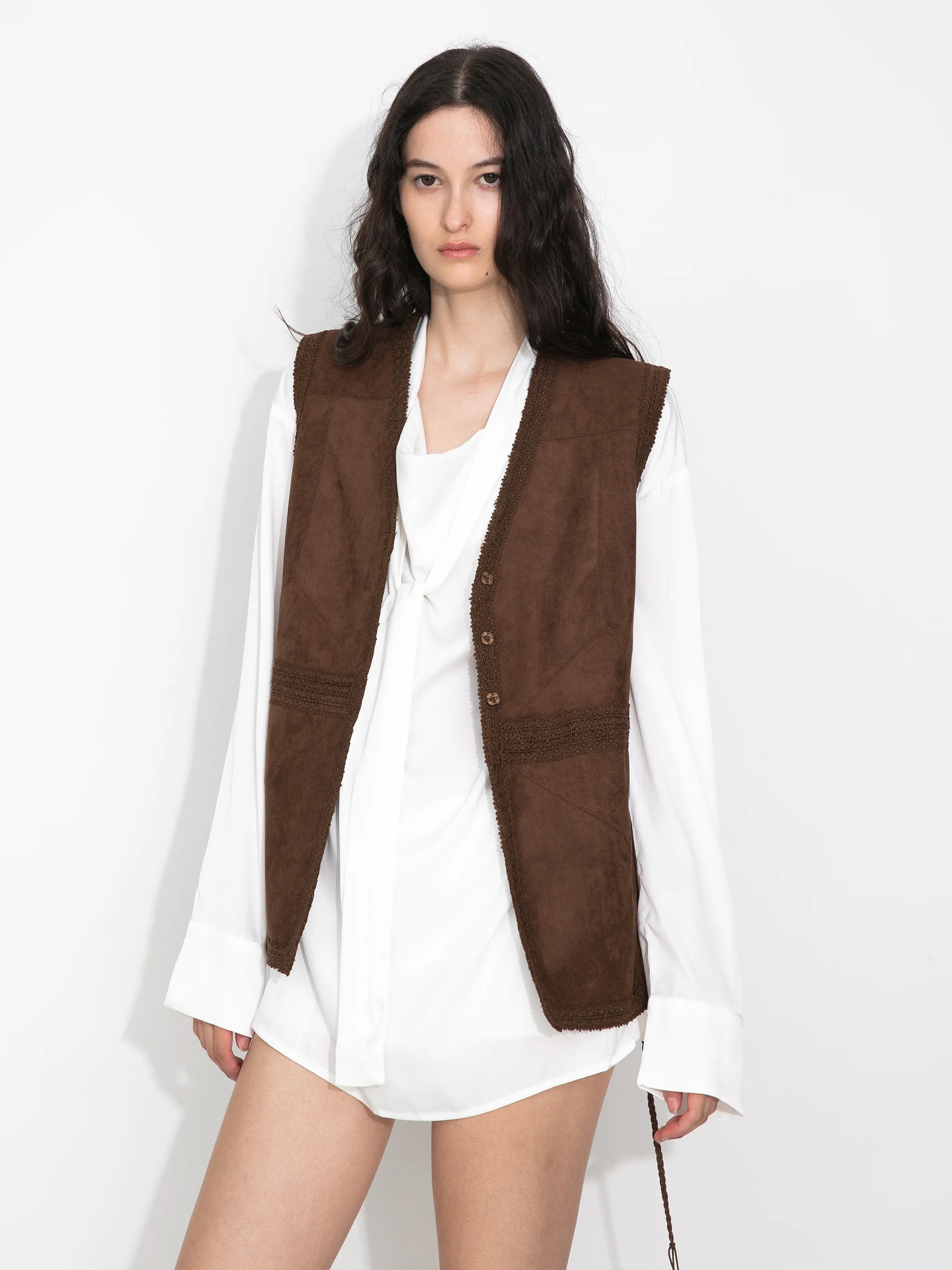 Faux Suede Panelled Vest Top - Image 2