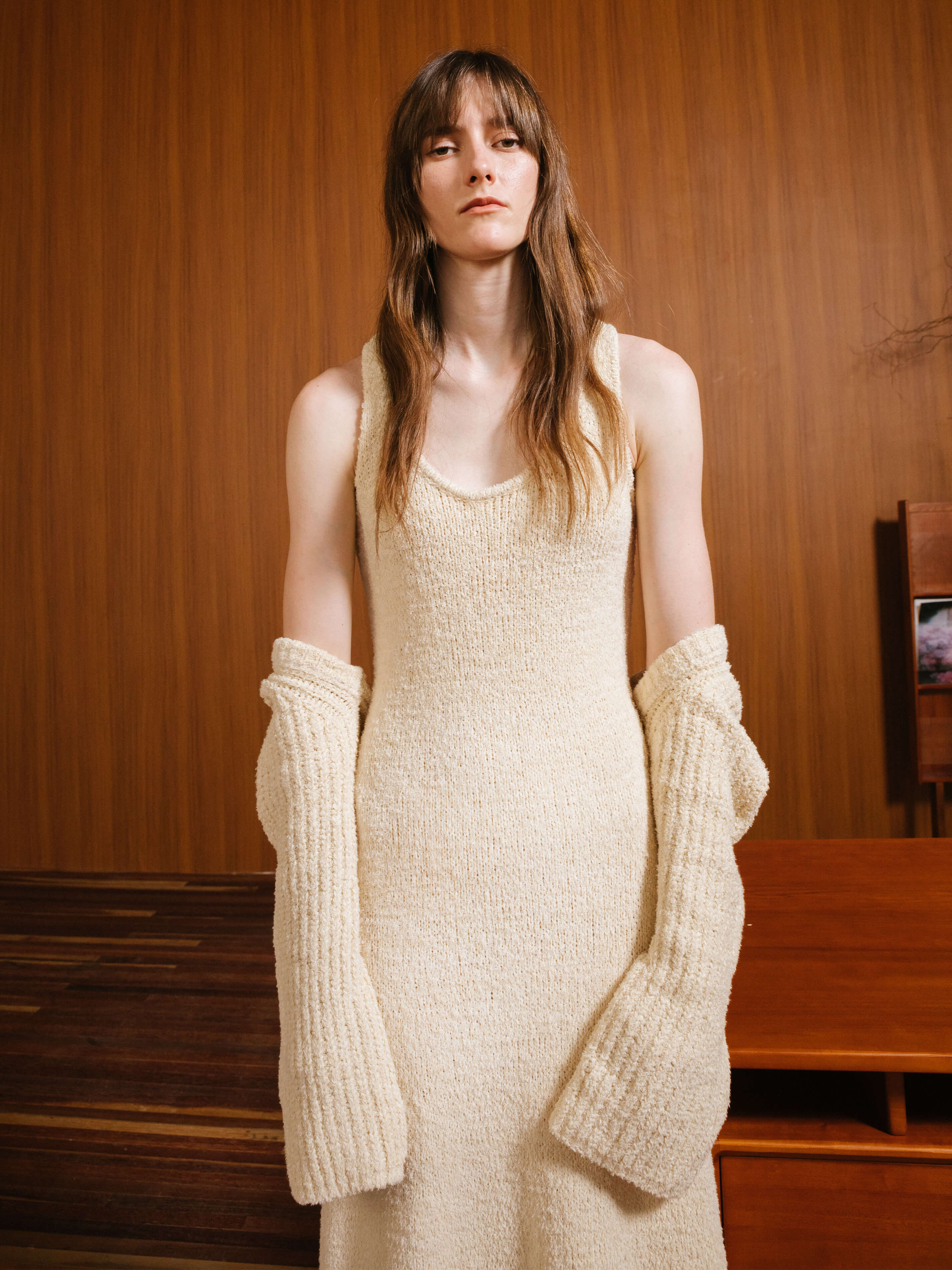 Fitted Maxi Dress with Cotton Blend - Image 3