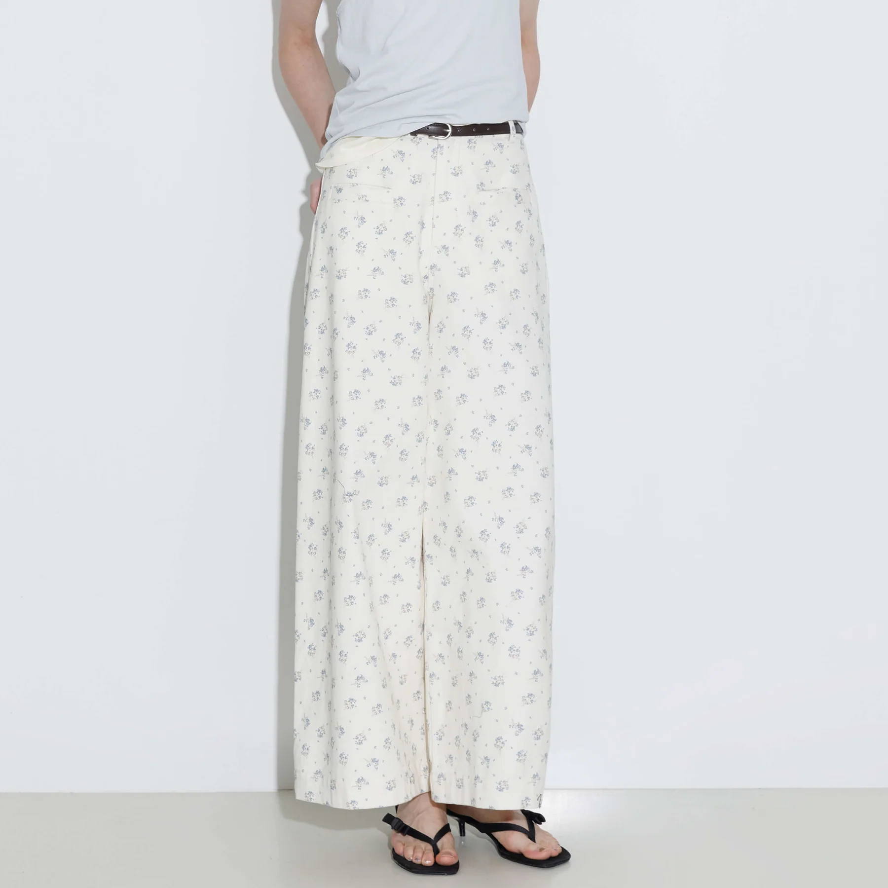 Floral Print 100%Cotton Loose Fit Wide-Leg Casual Pants - Image 5