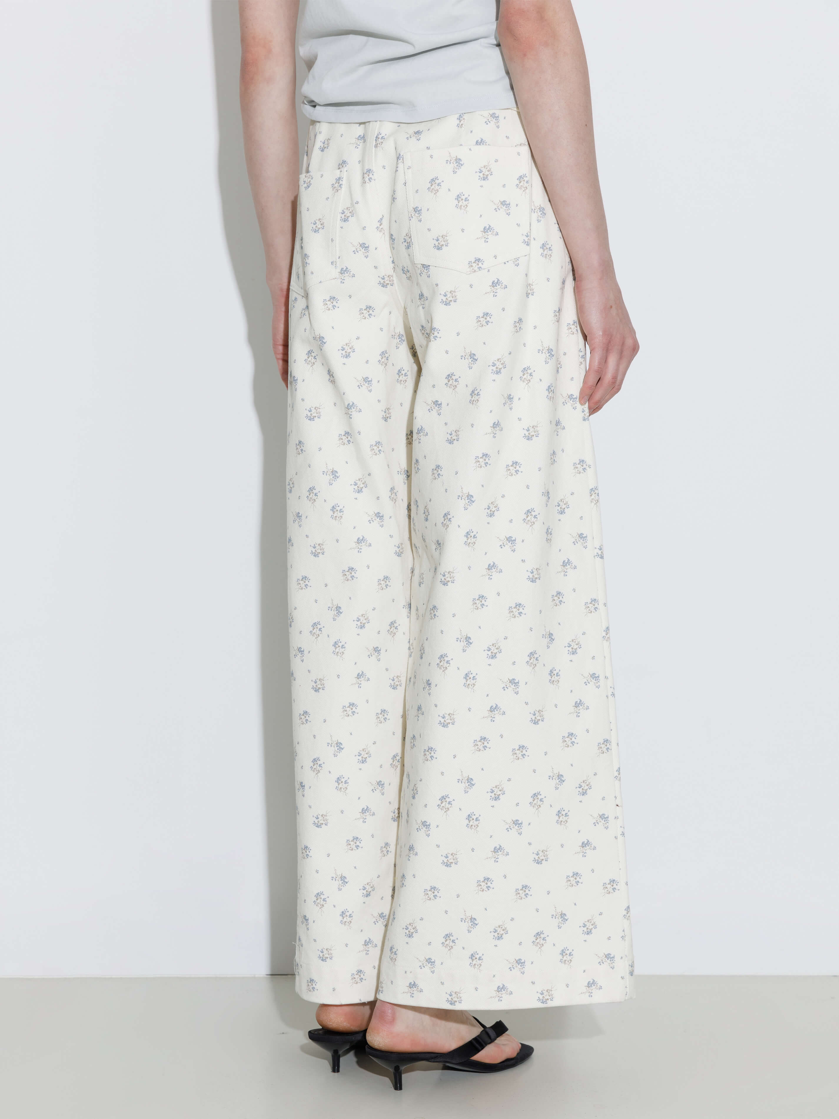 Floral Print 100%Cotton Loose Fit Wide-Leg Casual Pants - Image 7