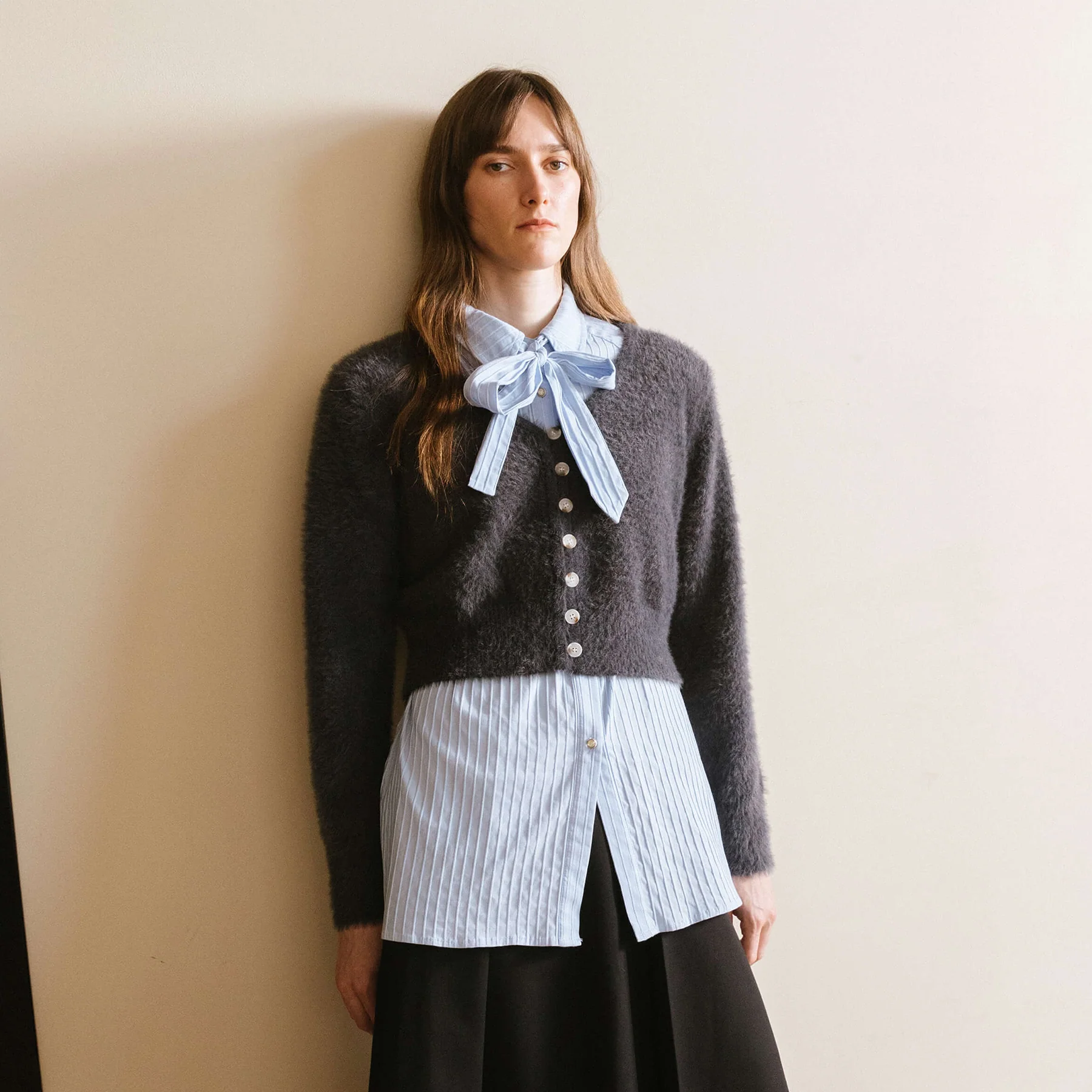 Fluffy Cropped Knit Cardigan - Image 7