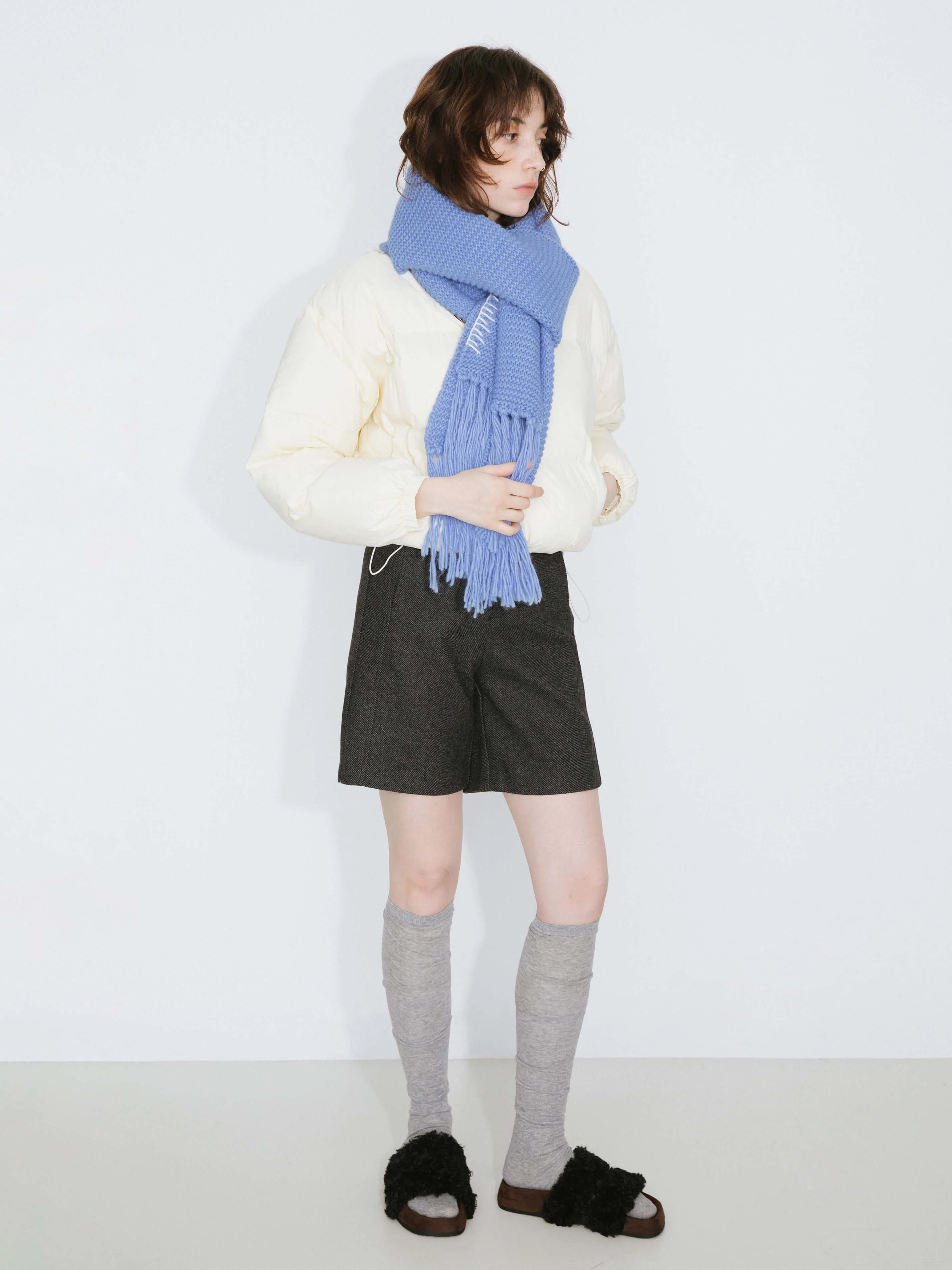 Fringed Long Scarf with Wool Blend - Image 10