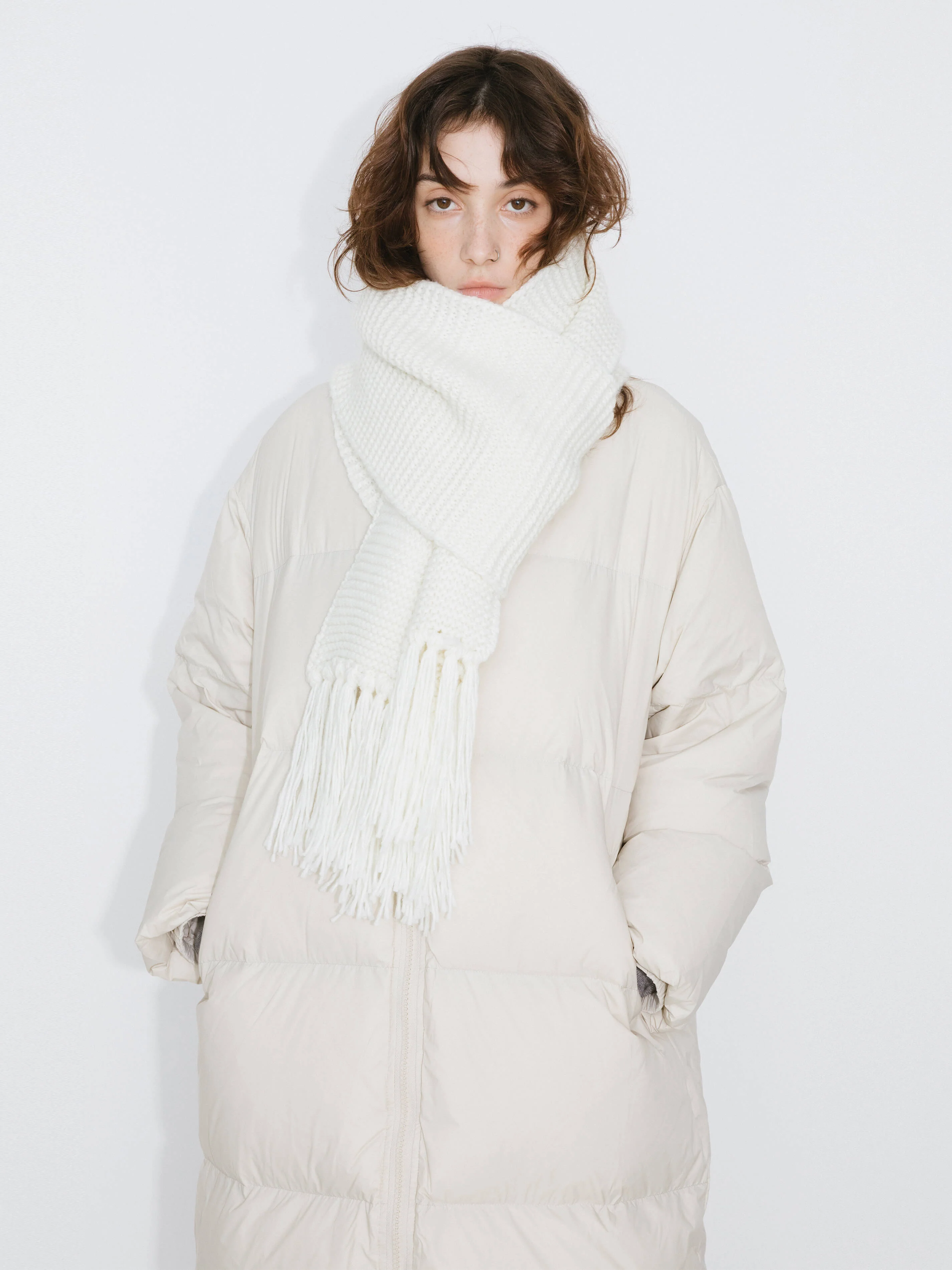 Fringed Long Scarf with Wool Blend - Image 4