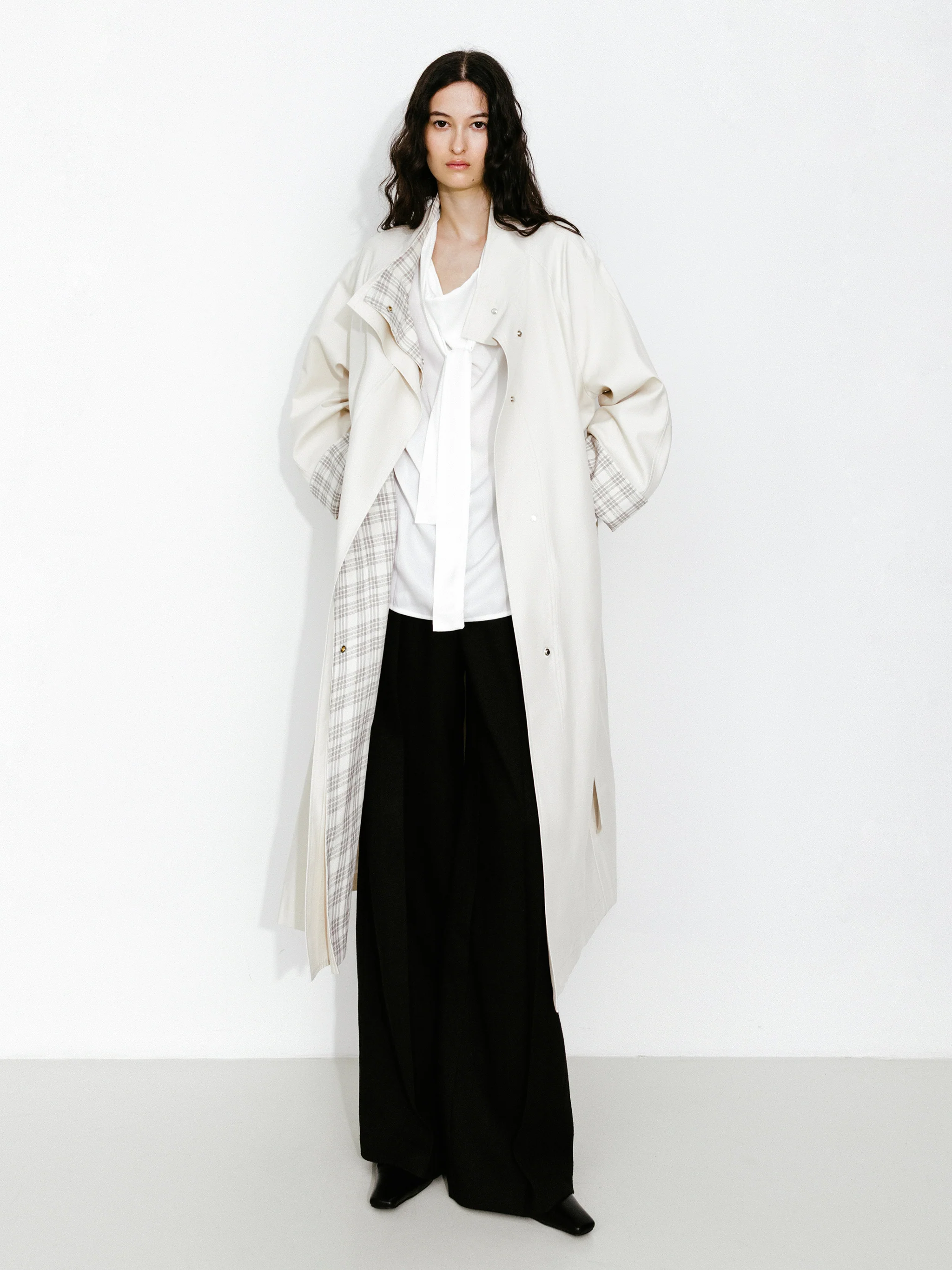 Funnel Neck Colorblock Cuff Trench Coat - Image 10