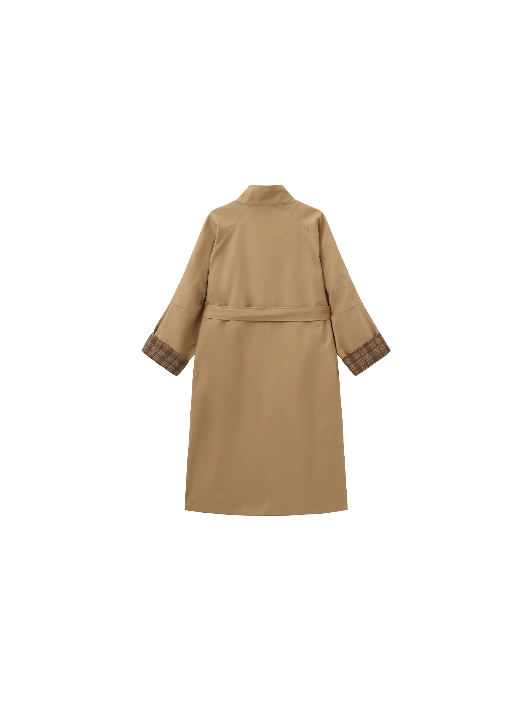 Funnel Neck Colorblock Cuff Trench Coat - Image 14