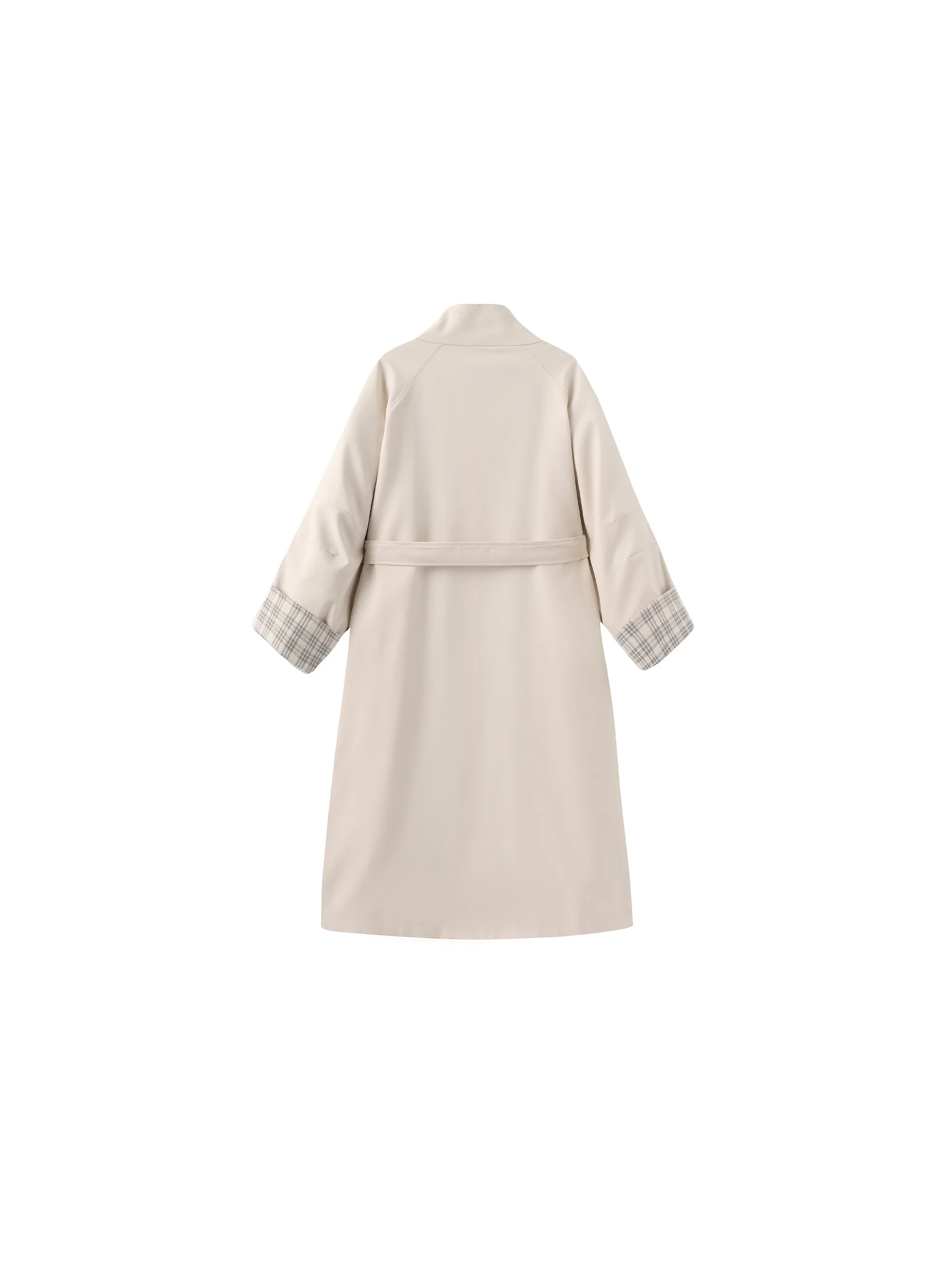 Funnel Neck Colorblock Cuff Trench Coat - Image 16