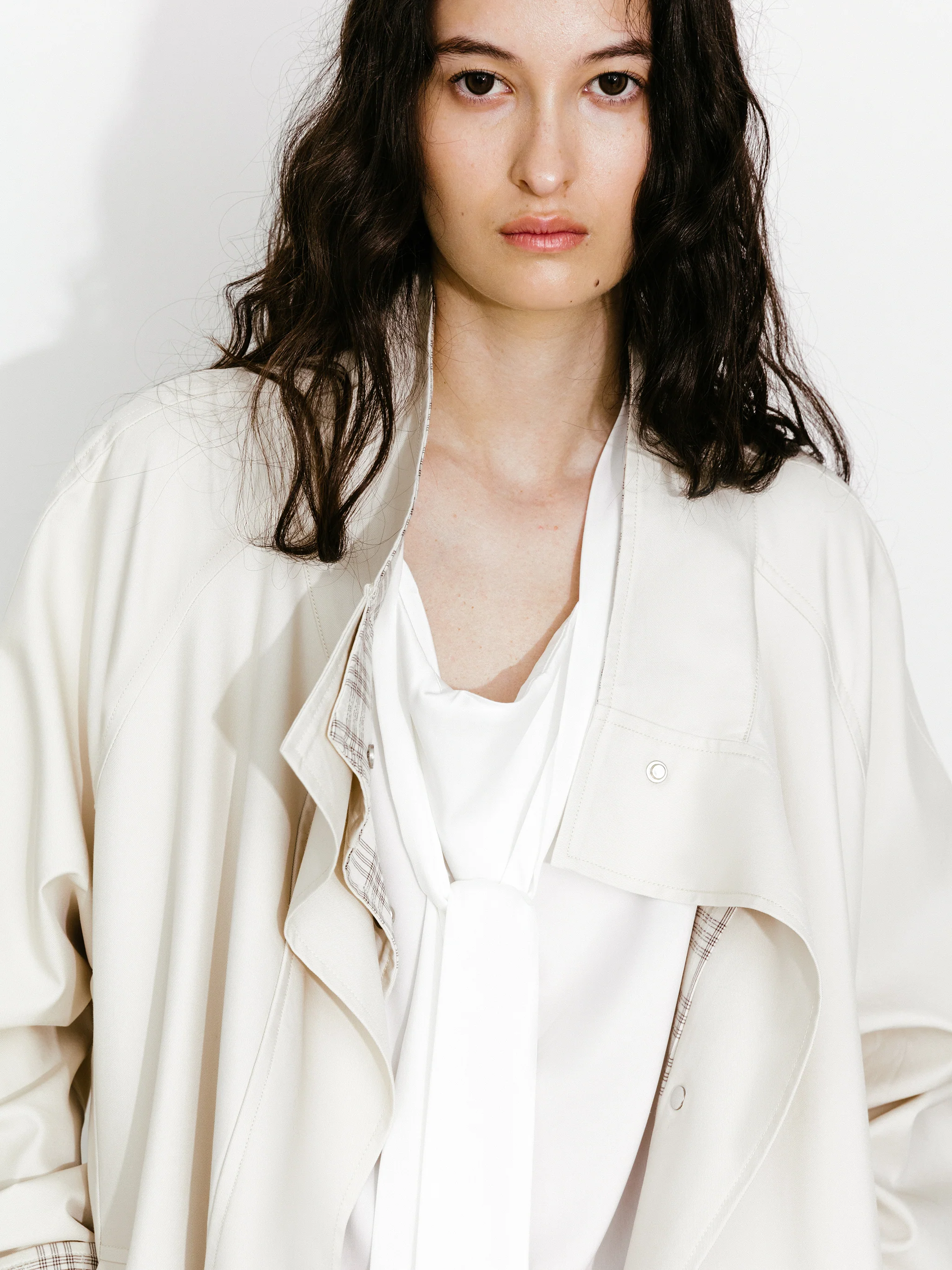 Funnel Neck Colorblock Cuff Trench Coat - Image 8