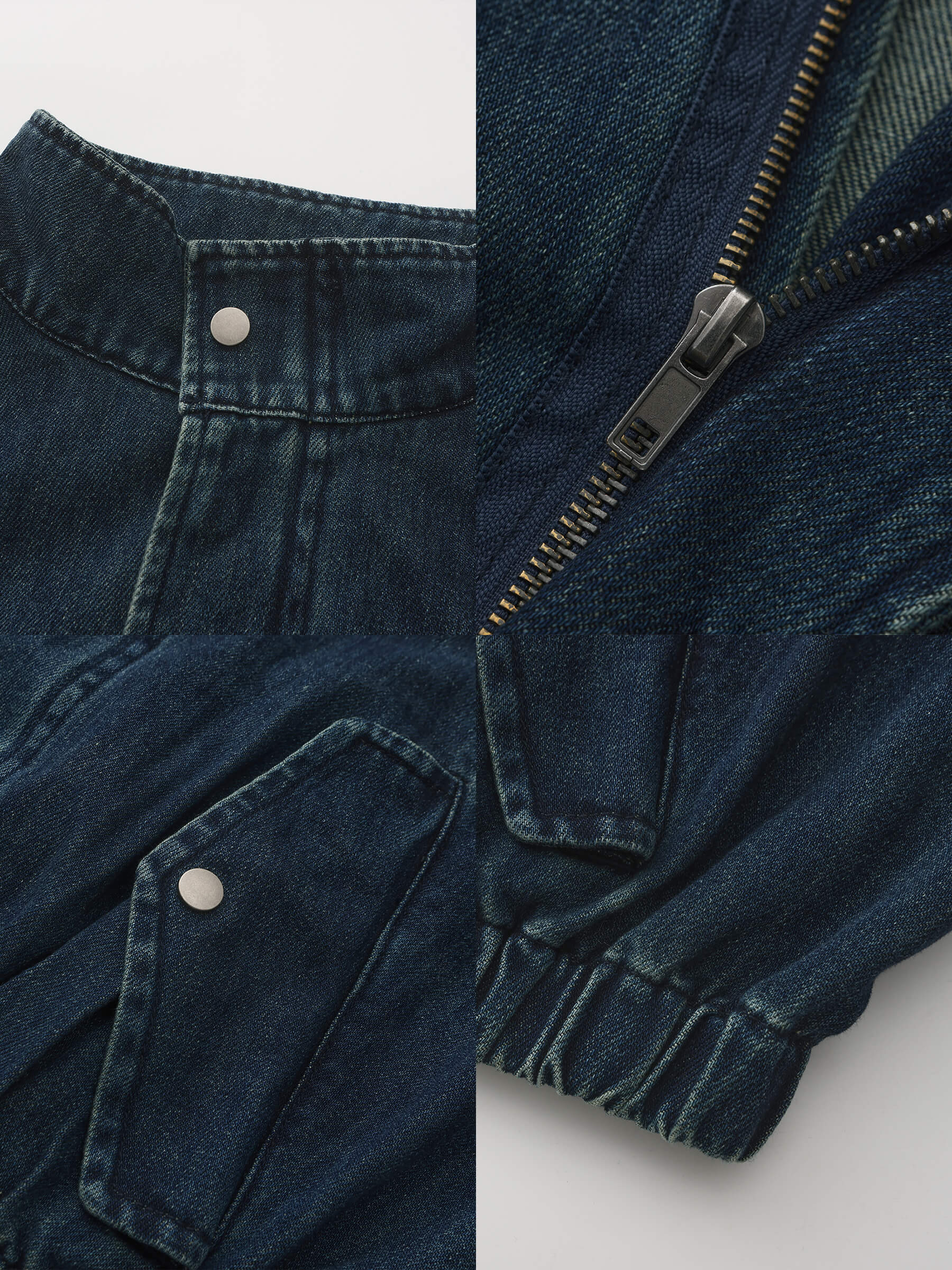 ONE BY CUBIC Funnel Neck Denim Jacket - Image 12