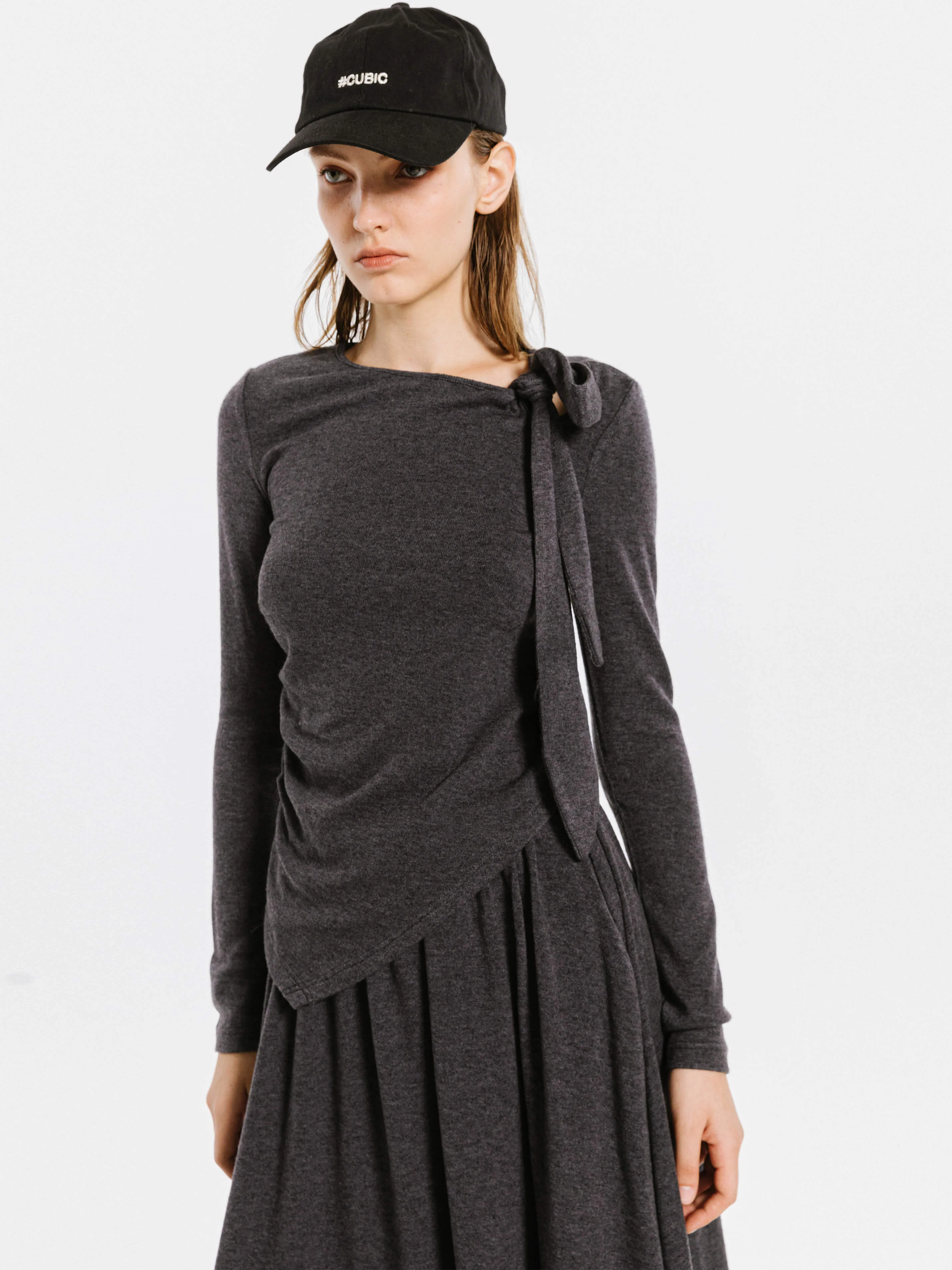 Gray Irregular Knit Top - Image 2