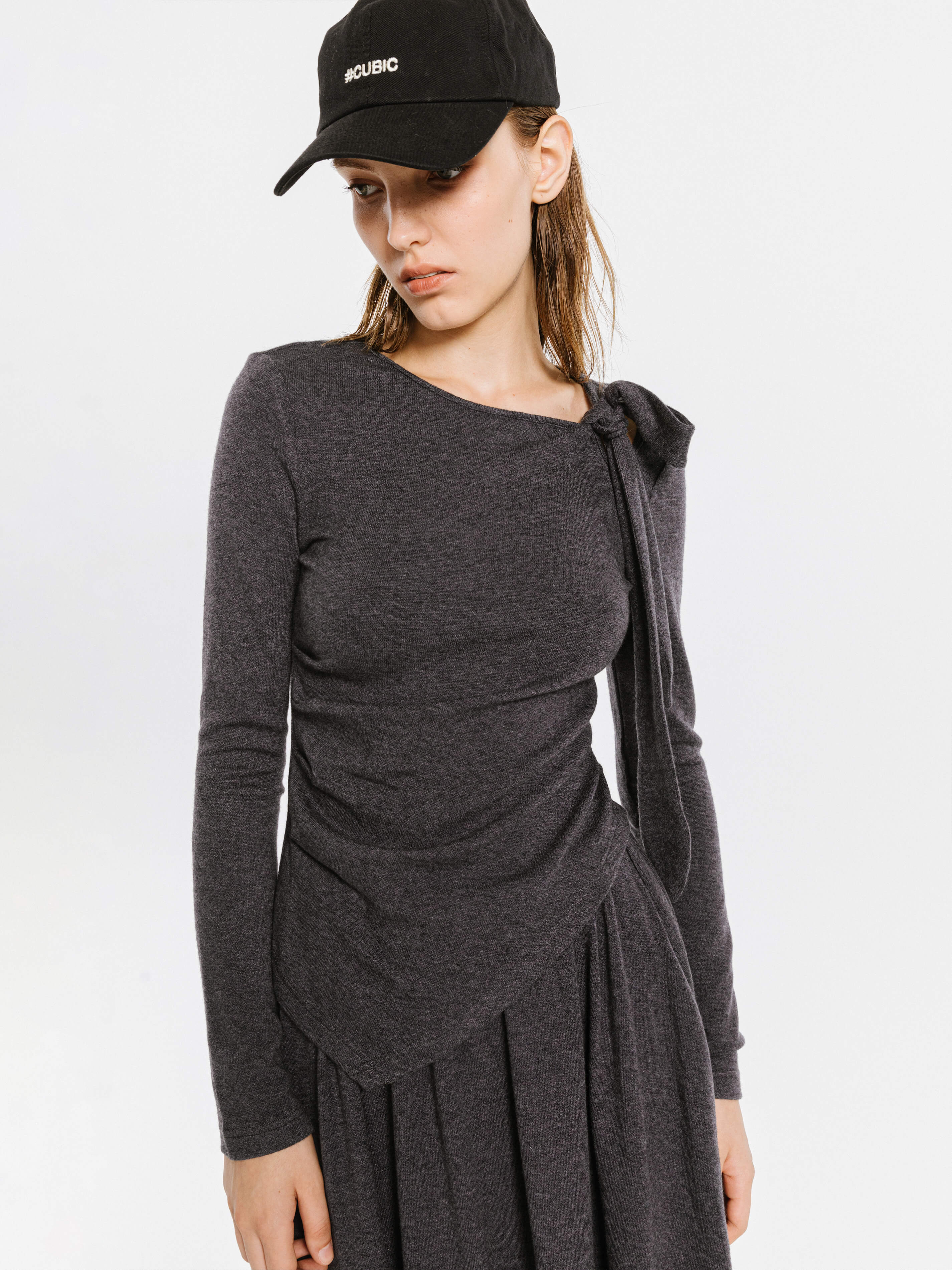 Gray Irregular Knit Top - Image 5