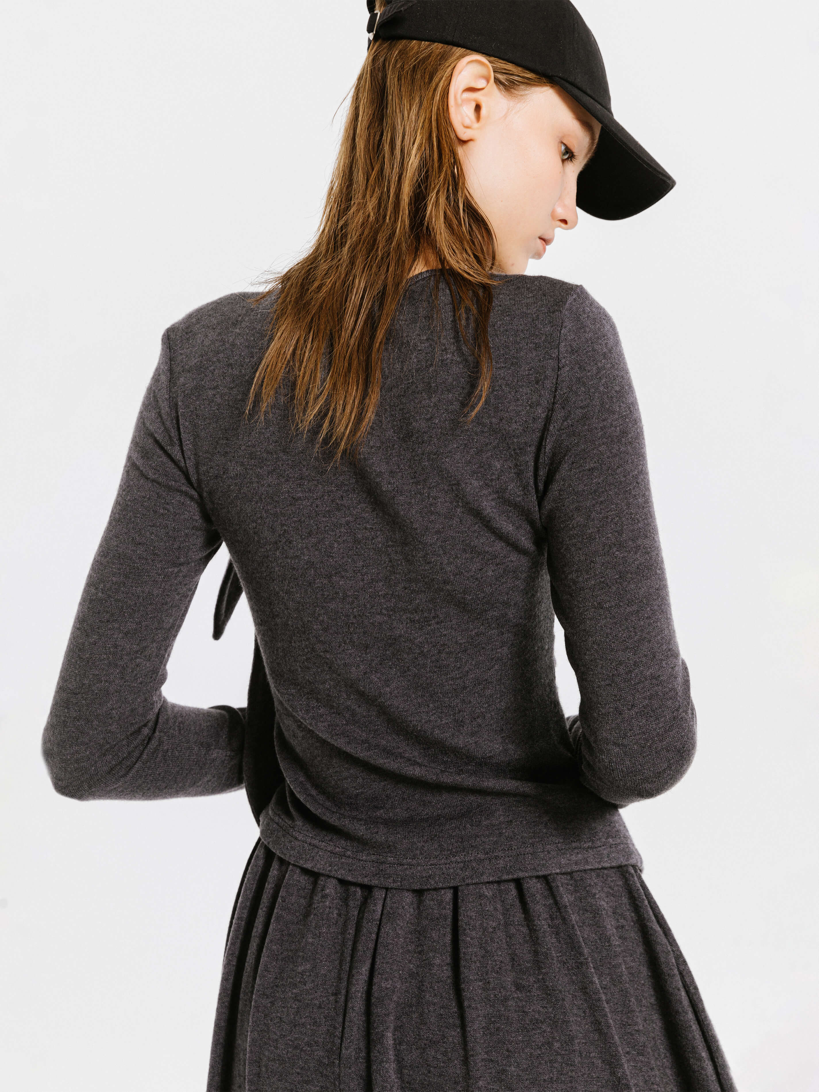 Gray Irregular Knit Top - Image 6