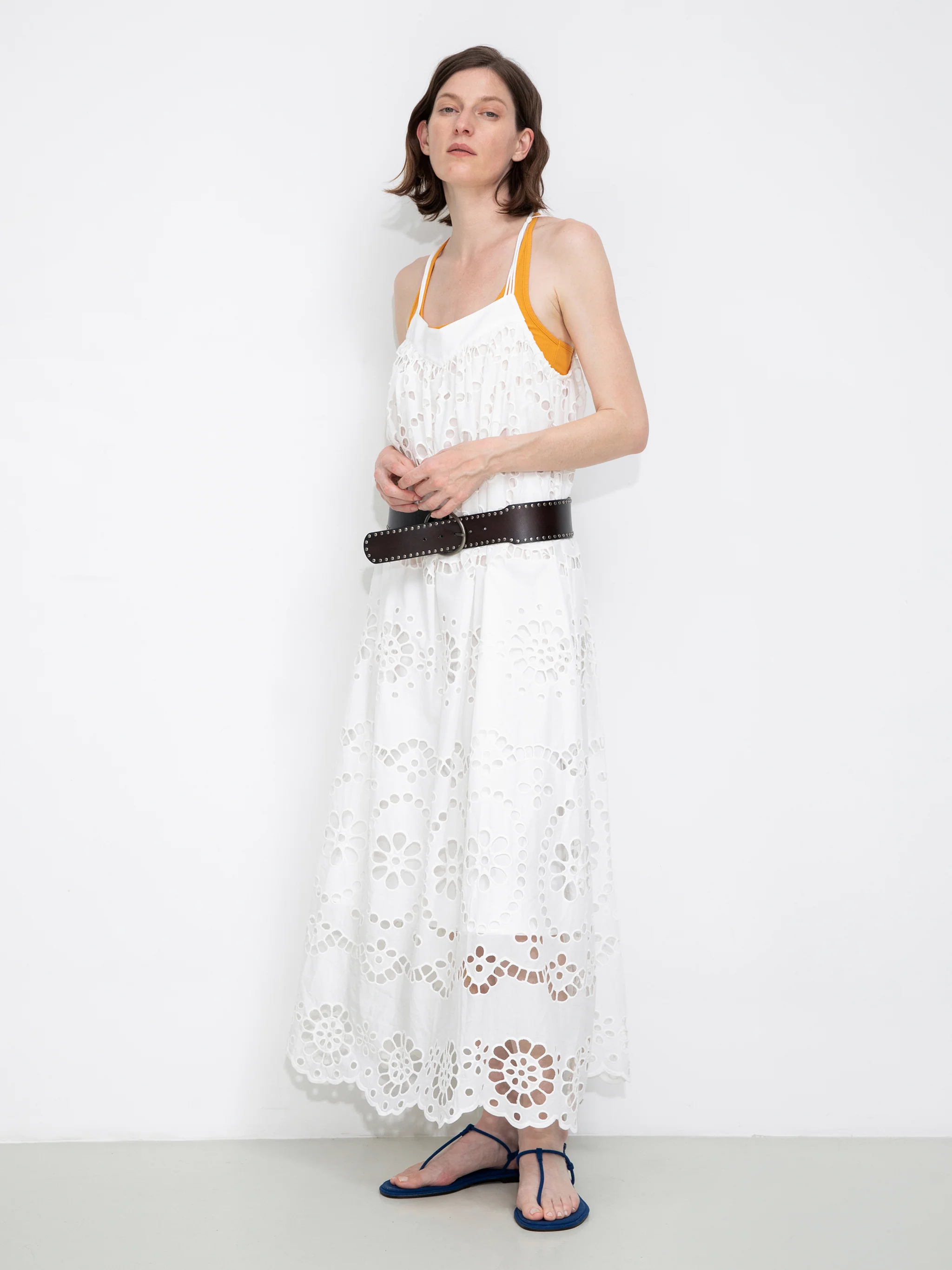 Heavily Embroidered Eyelet Floral Cami Dress