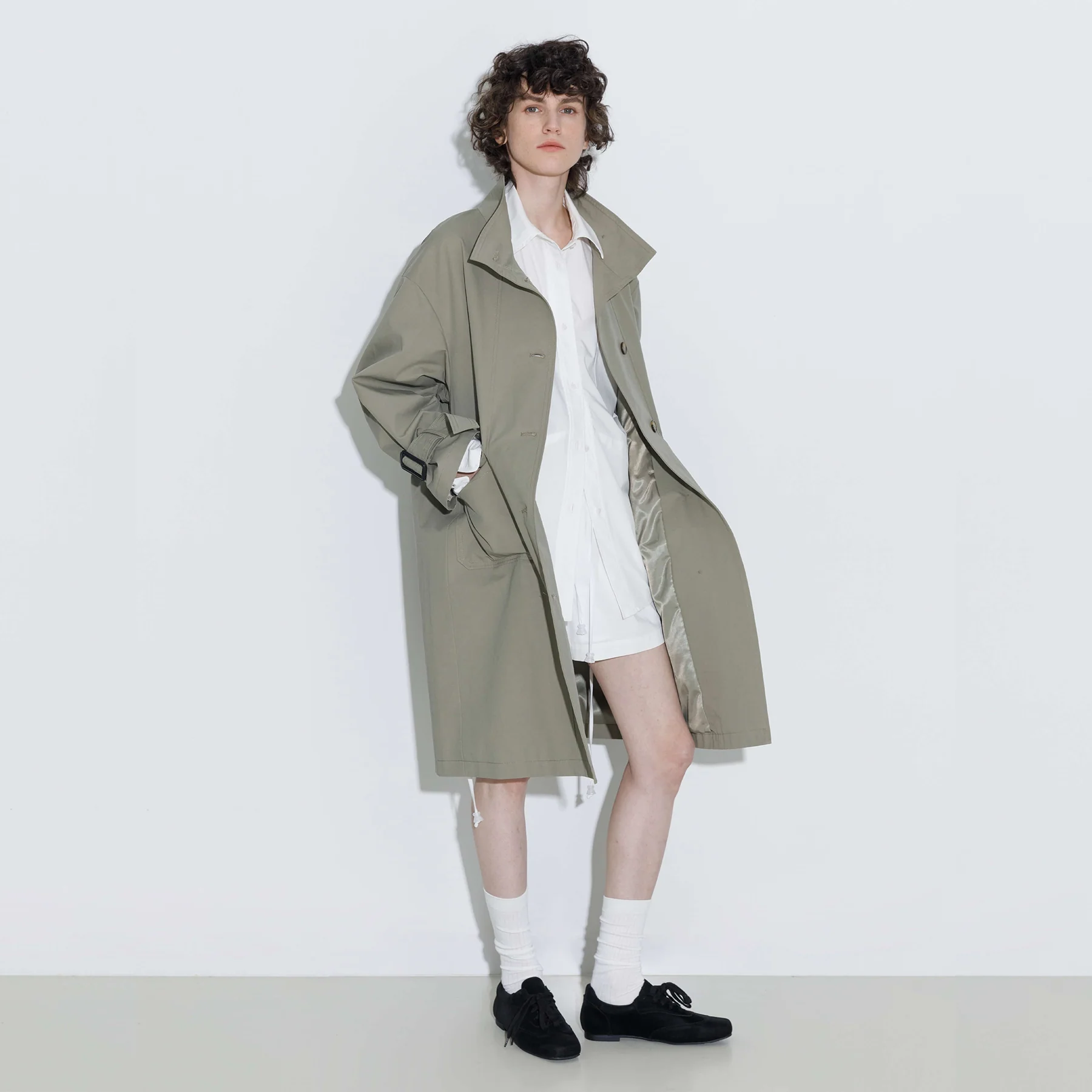High Collar Long Trench Coat - Image 10