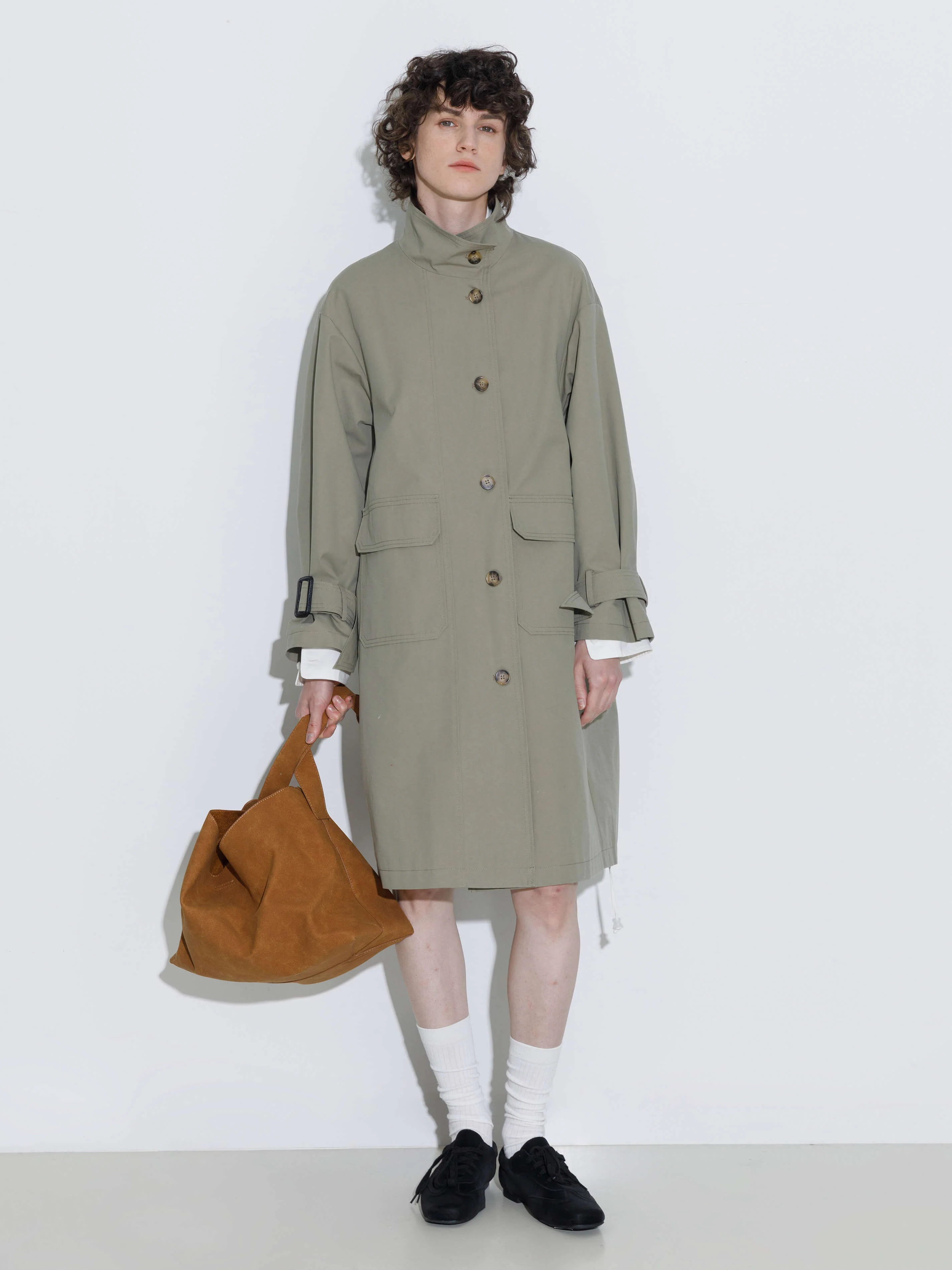 High Collar Long Trench Coat - Image 12