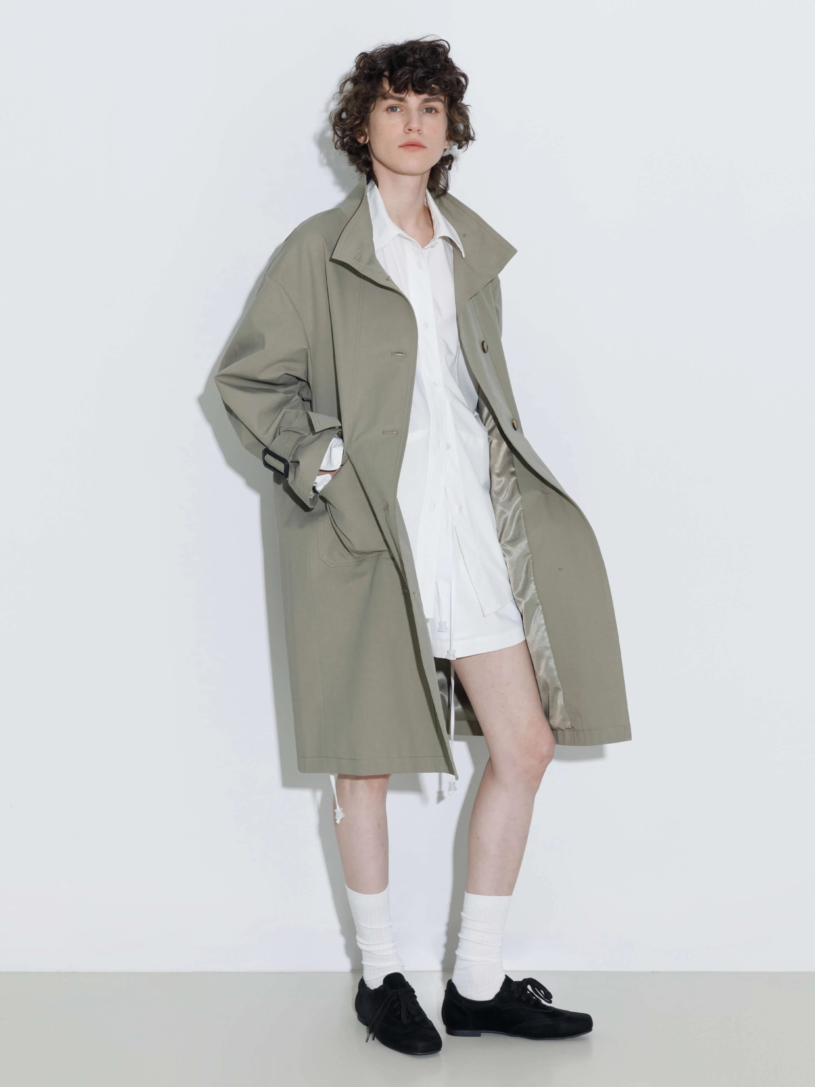 High Collar Long Trench Coat - Image 13