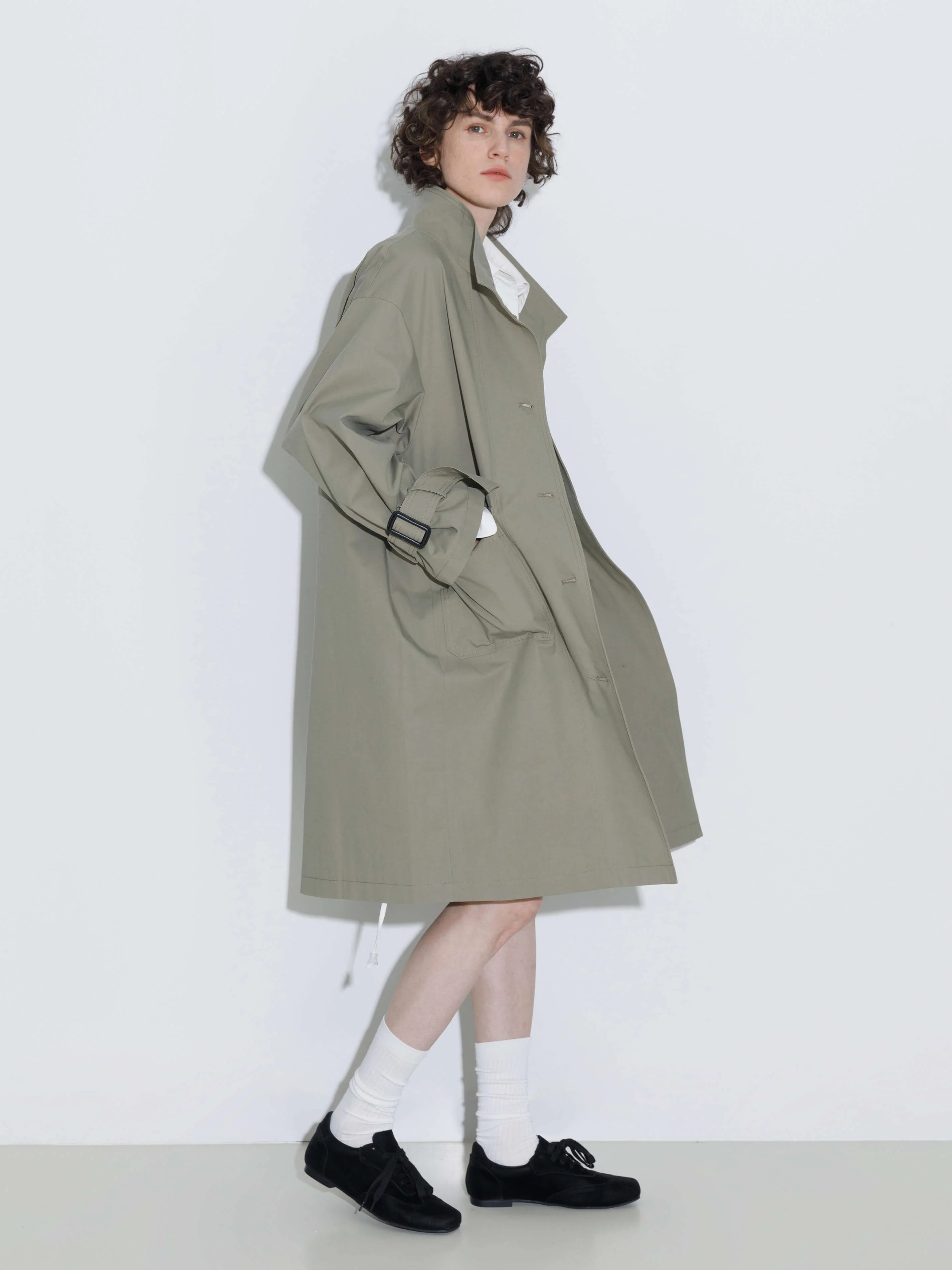 High Collar Long Trench Coat - Image 14