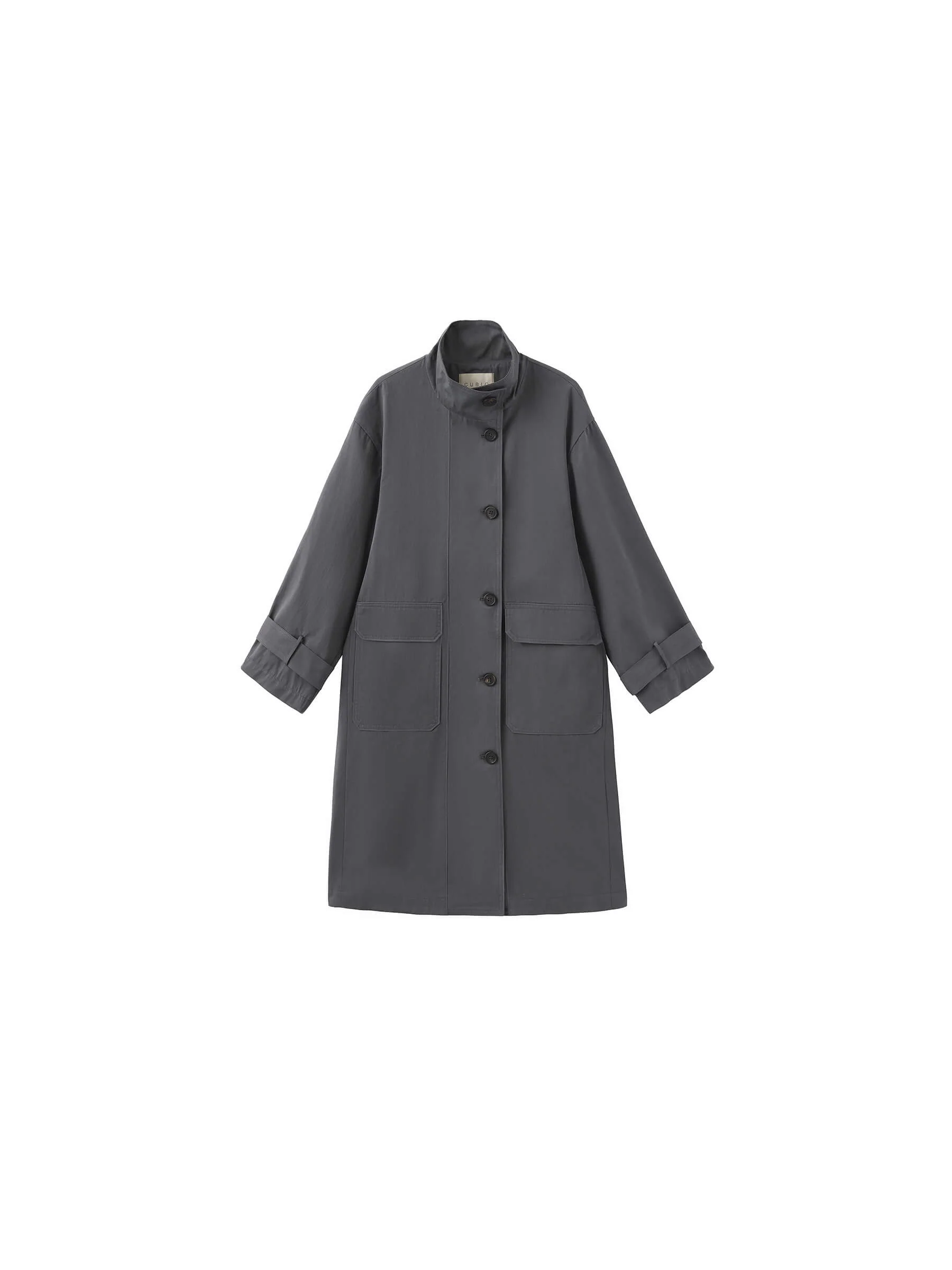 High Collar Long Trench Coat - Image 17