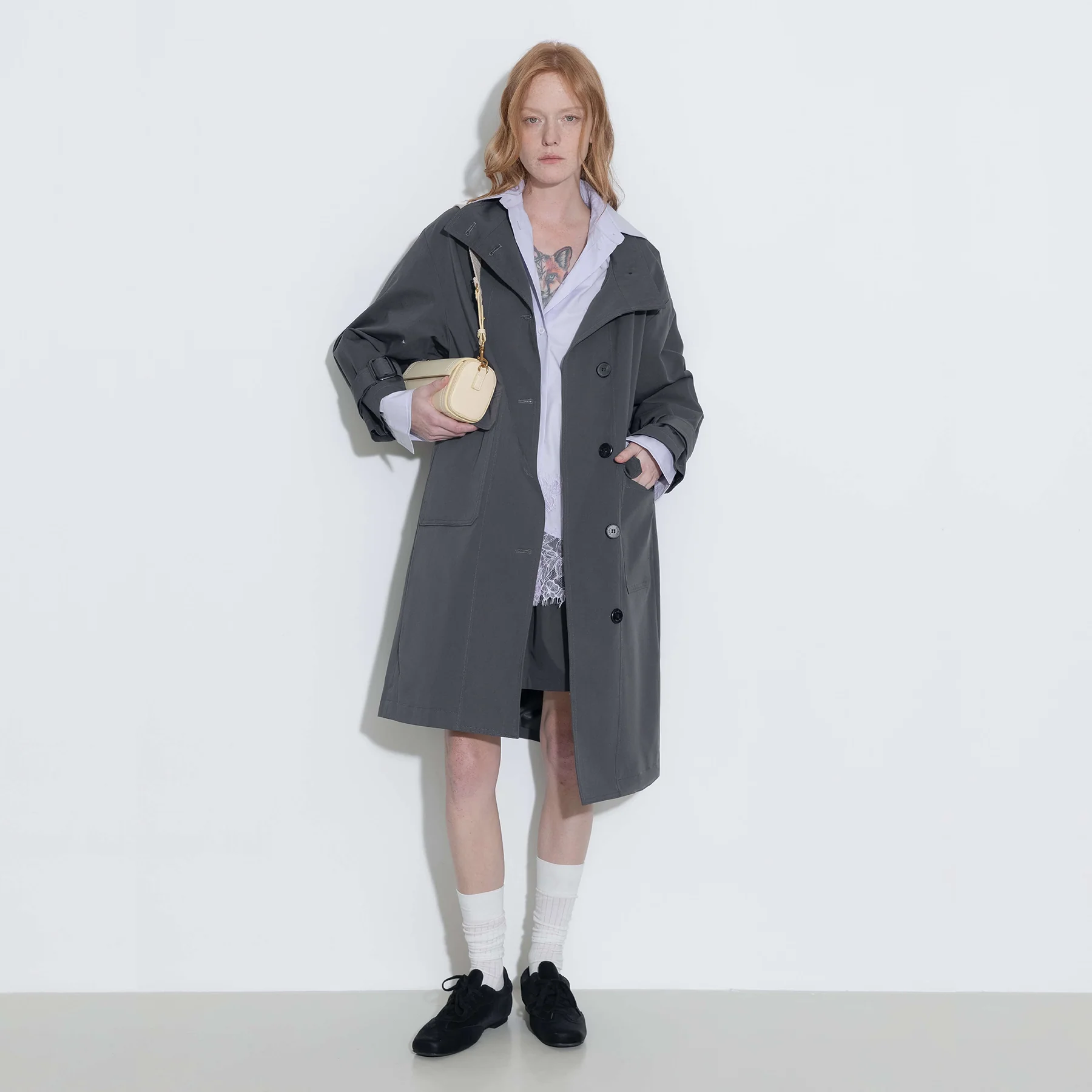 High Collar Long Trench Coat - Image 4