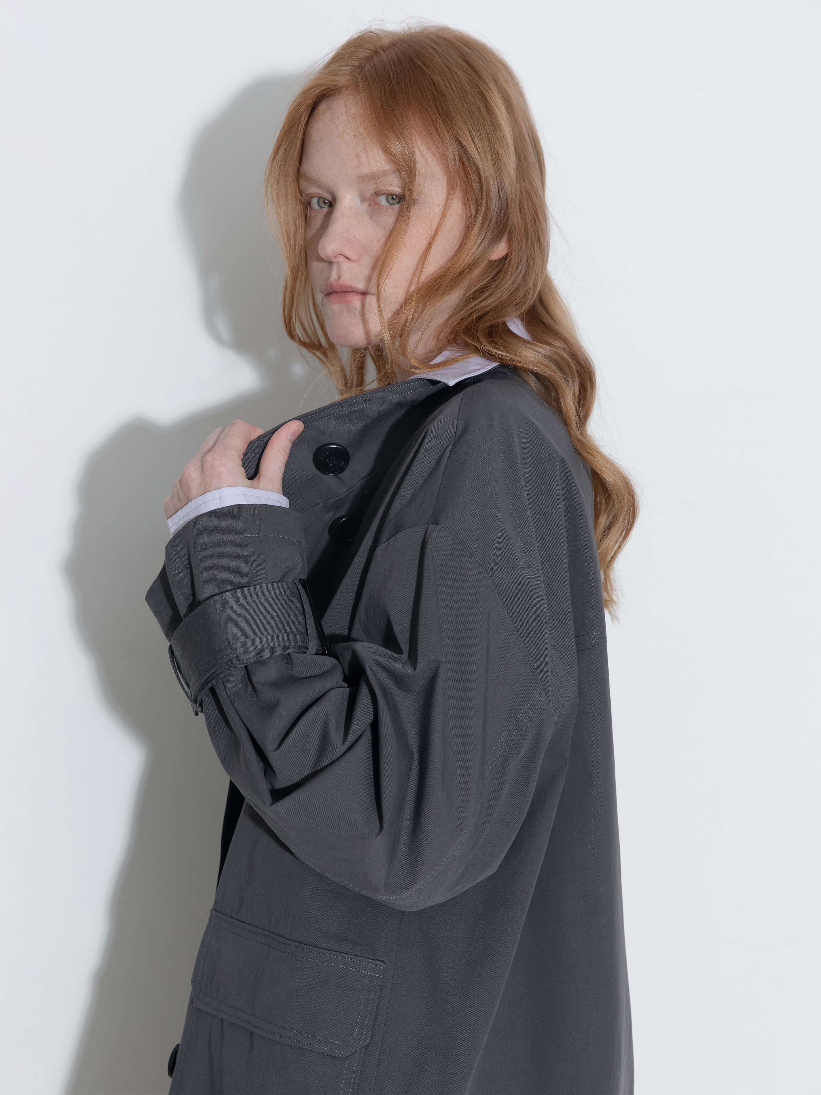 High Collar Long Trench Coat - Image 6