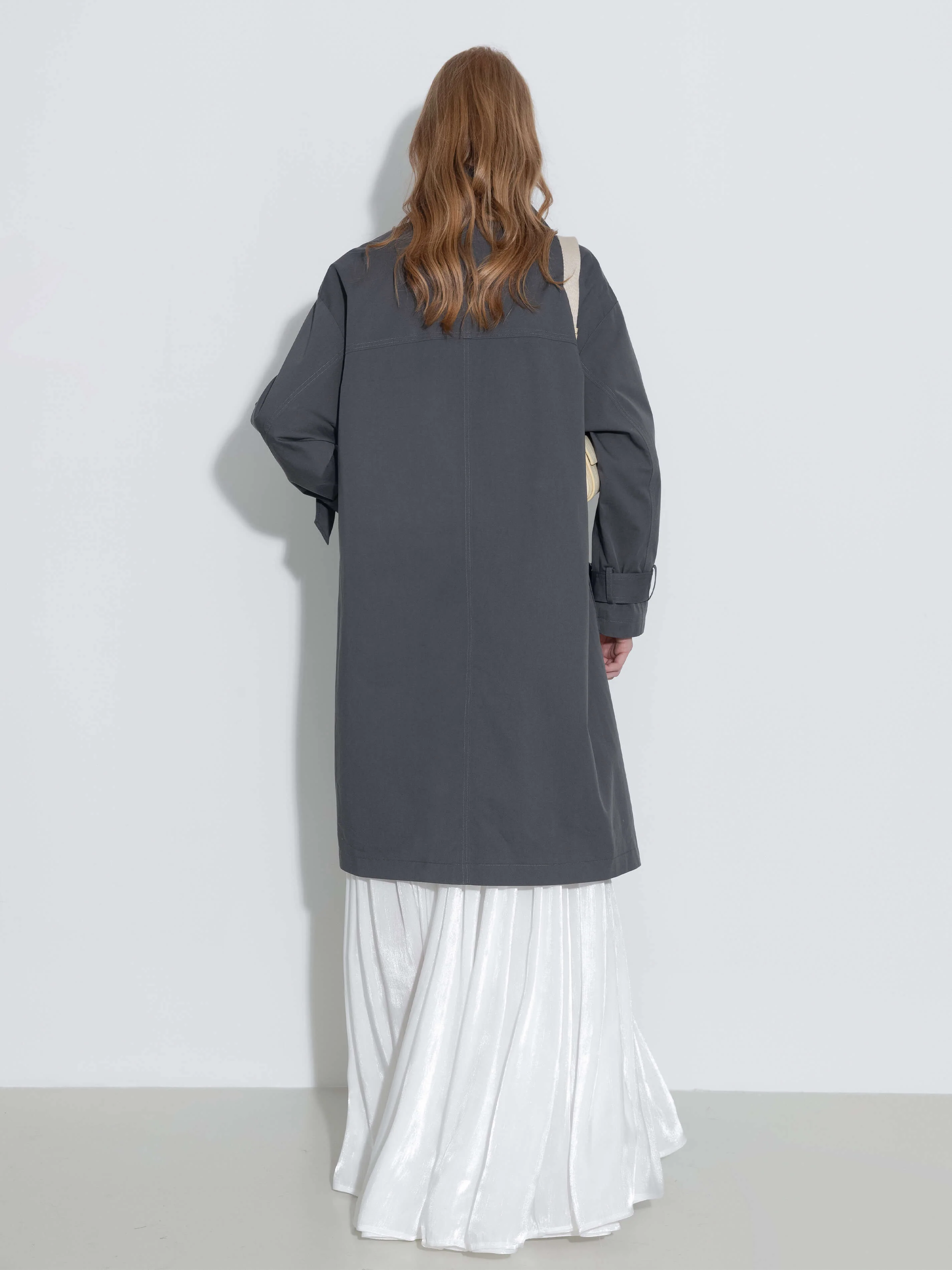 High Collar Long Trench Coat - Image 7