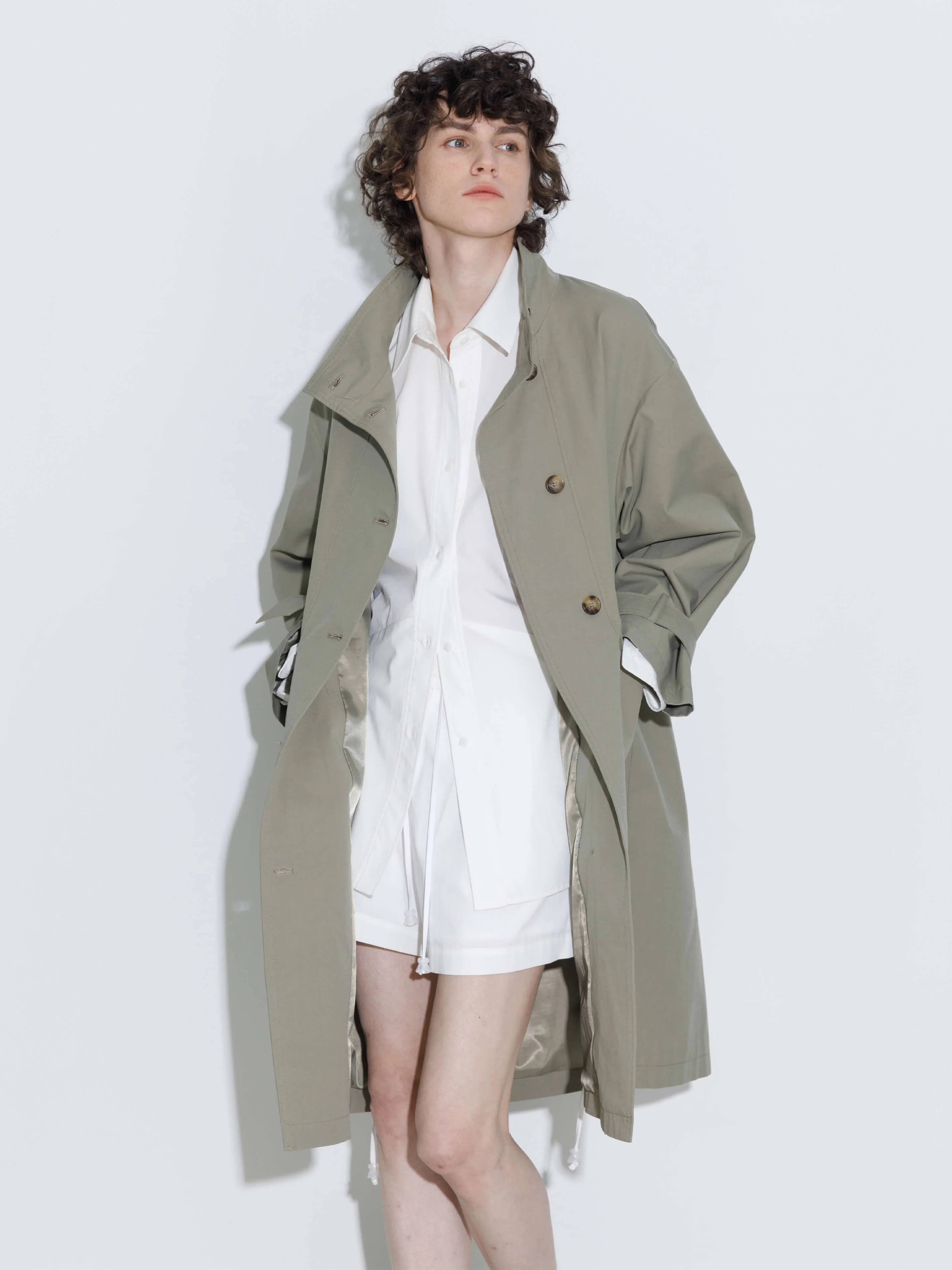 High Collar Long Trench Coat - Image 8