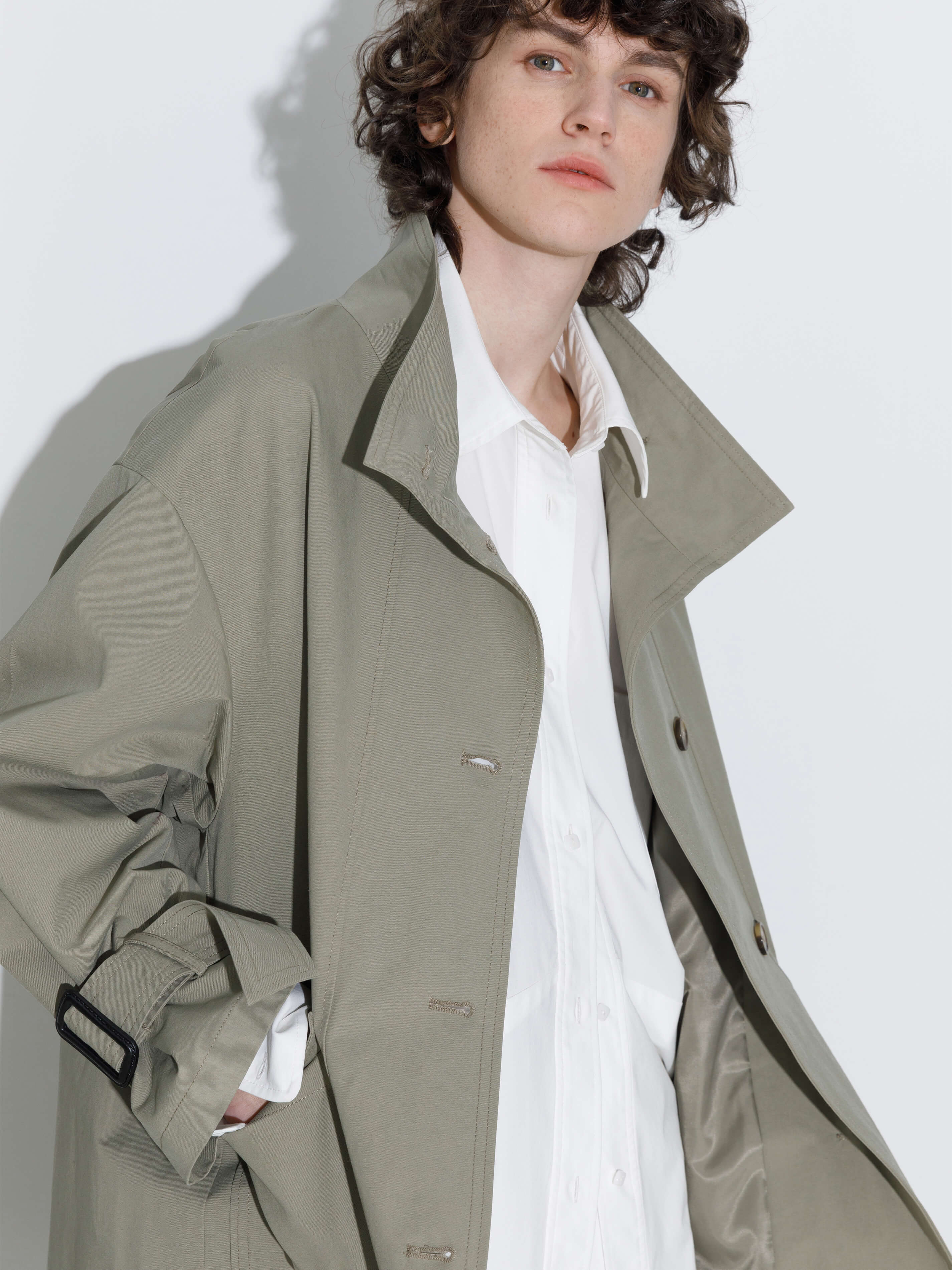 High Collar Long Trench Coat - Image 9