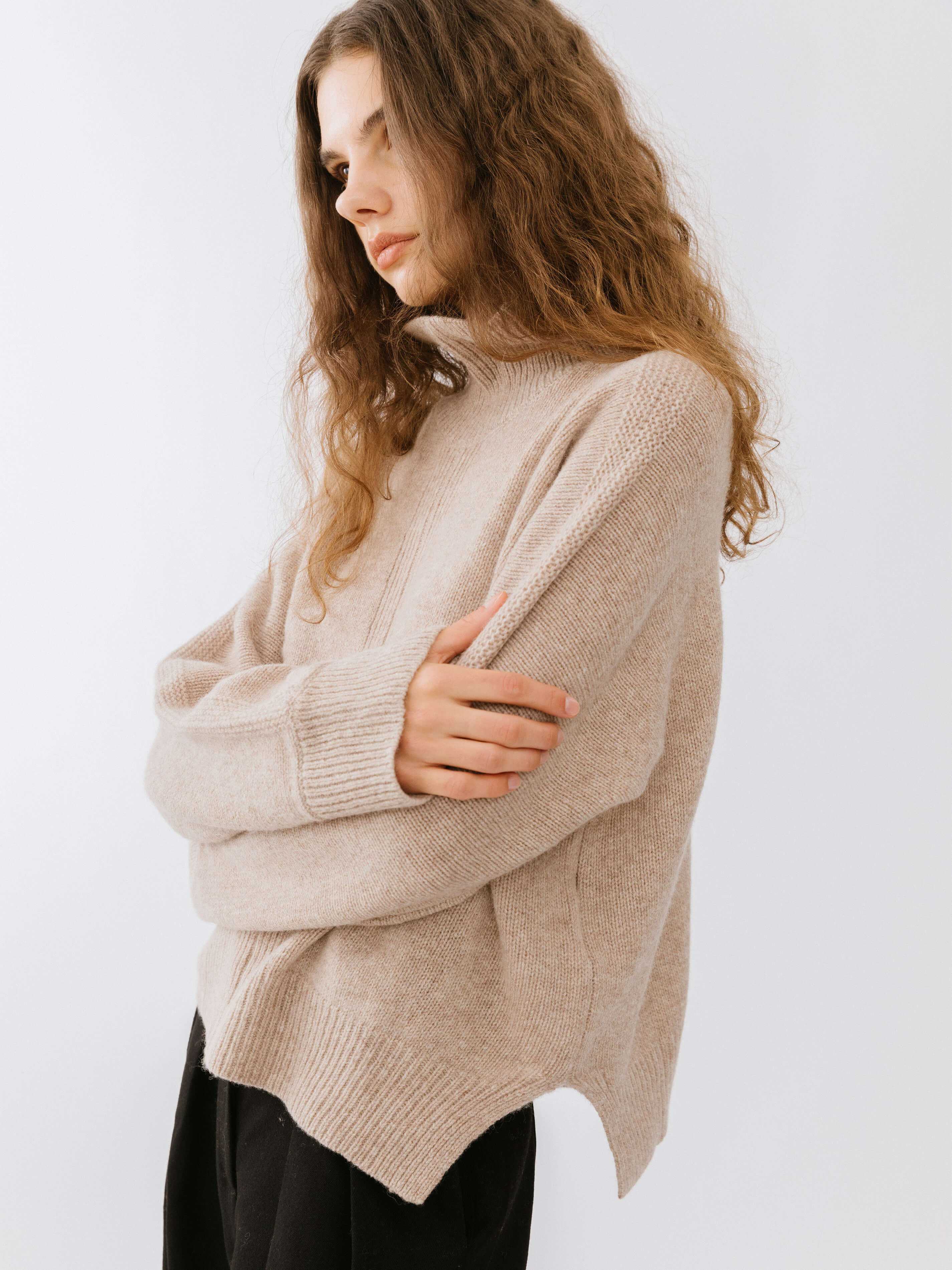 High Neck Sheep Wool Sweater - Image 4
