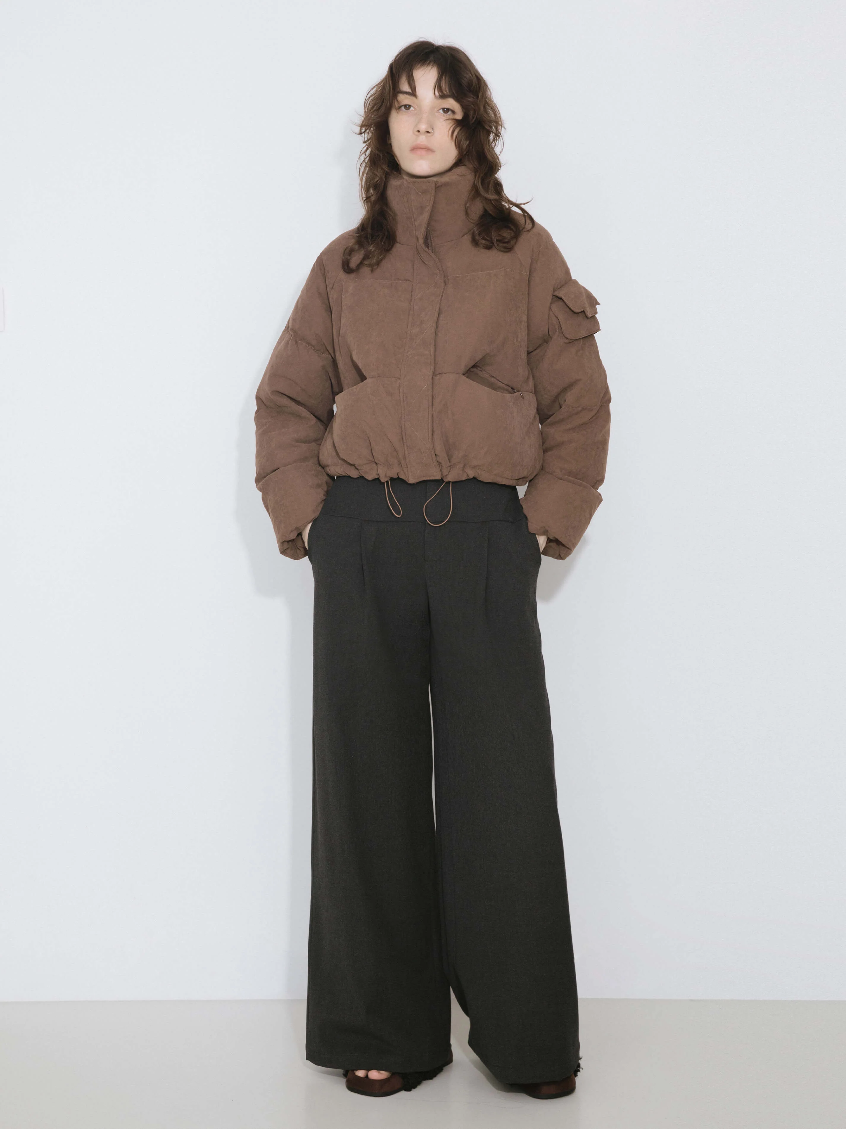 High Neck Short Puffer Down Coat - Image 11